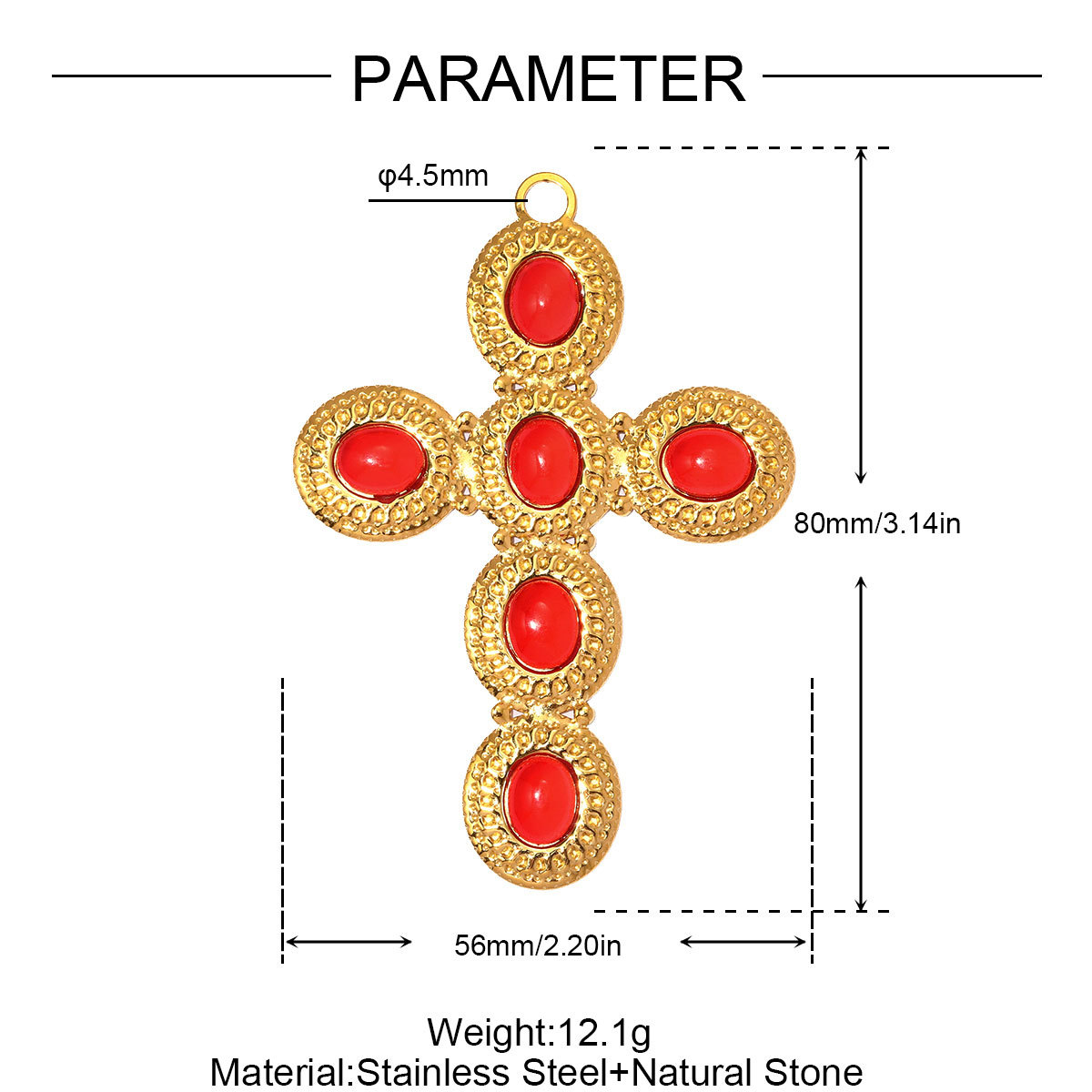 6pcs/pack Big Size Stainless Steel Natural Stone Cross DIY Earring Charms Enamel Conch Necklace Pendant Women Jewelry Wholesale