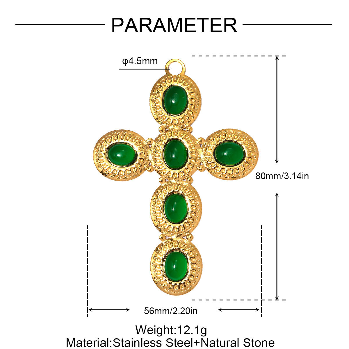 6pcs/pack Big Size Stainless Steel Natural Stone Cross DIY Earring Charms Enamel Conch Necklace Pendant Women Jewelry Wholesale