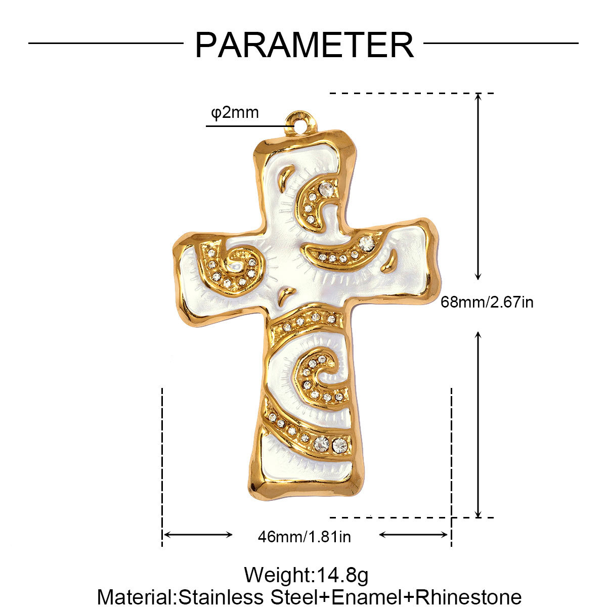 6pcs/pack Big Size Stainless Steel Natural Stone Cross DIY Earring Charms Enamel Conch Necklace Pendant Women Jewelry Wholesale