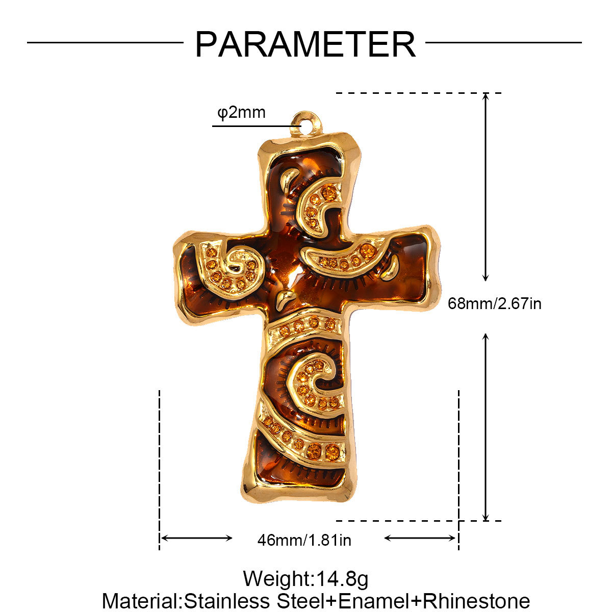 6pcs/pack Big Size Stainless Steel Natural Stone Cross DIY Earring Charms Enamel Conch Necklace Pendant Women Jewelry Wholesale