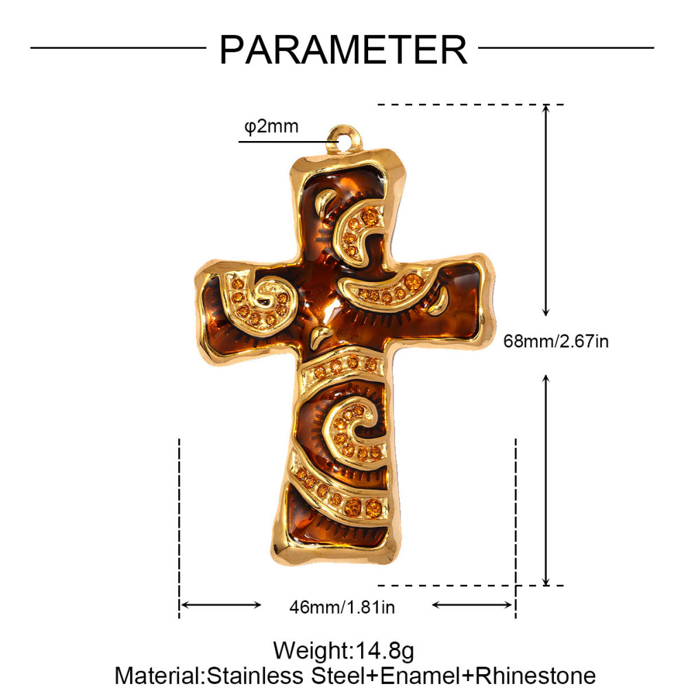 6pcs/pack Big Size Stainless Steel Natural Stone Cross DIY Earring Charms Enamel Conch Necklace Pendant Women Jewelry Wholesale