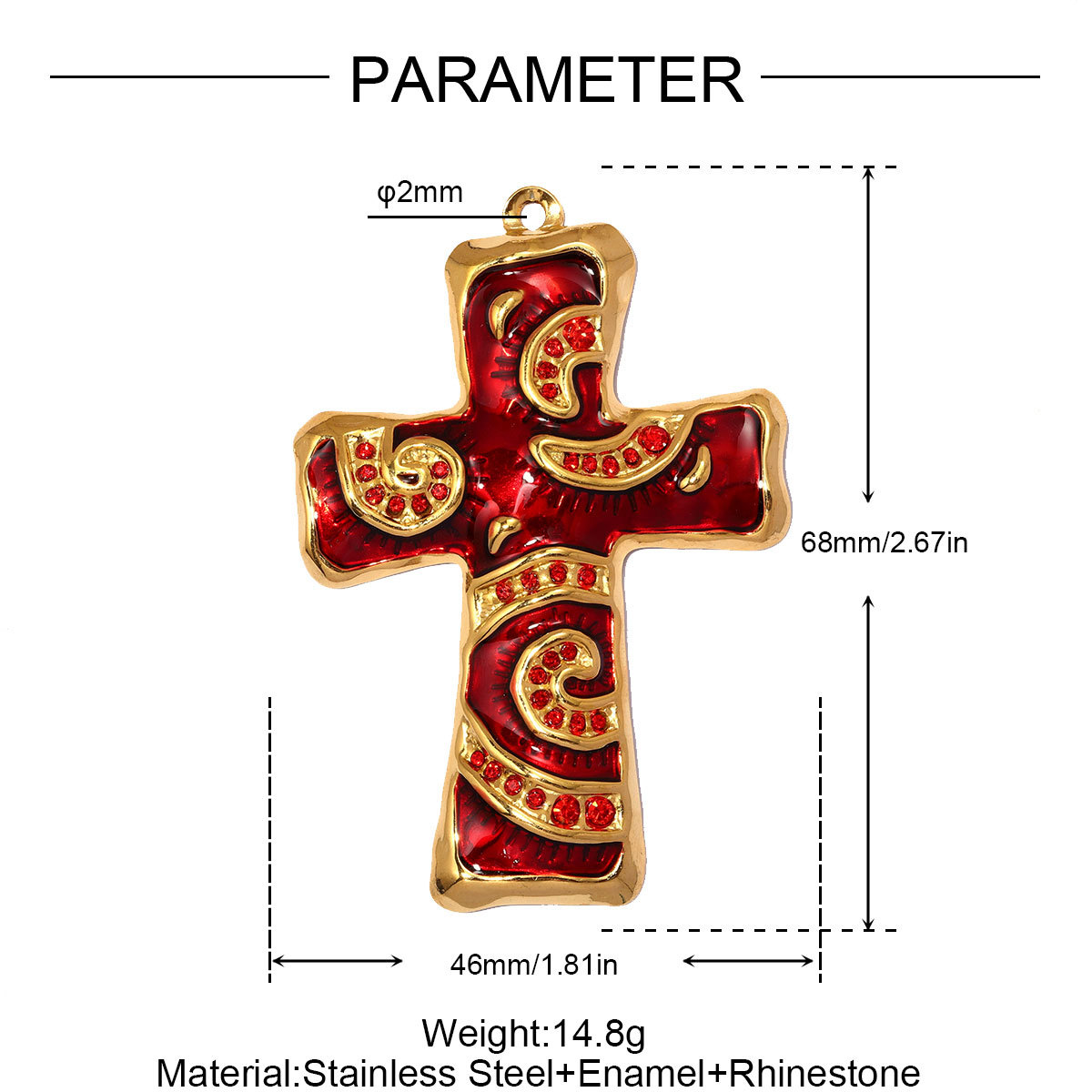 6pcs/pack Big Size Stainless Steel Natural Stone Cross DIY Earring Charms Enamel Conch Necklace Pendant Women Jewelry Wholesale
