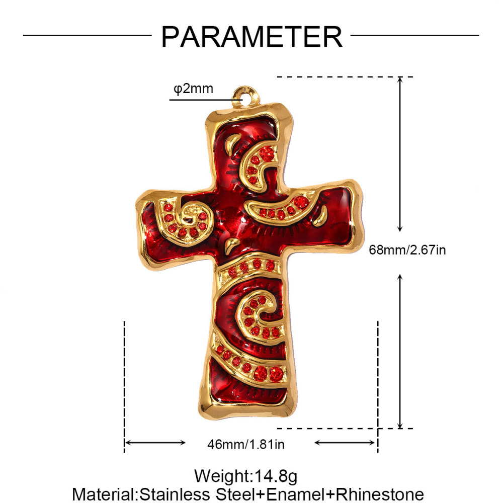 6pcs/pack Big Size Stainless Steel Natural Stone Cross DIY Earring Charms Enamel Conch Necklace Pendant Women Jewelry Wholesale