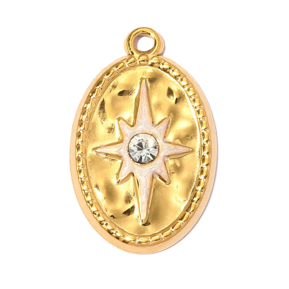 6pcs/pack Stainless Steel Rhinestone Heart Mom DIY Charms Number 15 Star Necklace Pendant Women Oval Jewelry Wholesale