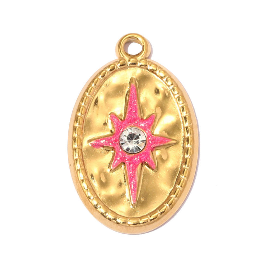 6pcs/pack Stainless Steel Rhinestone Heart Mom DIY Charms Number 15 Star Necklace Pendant Women Oval Jewelry Wholesale