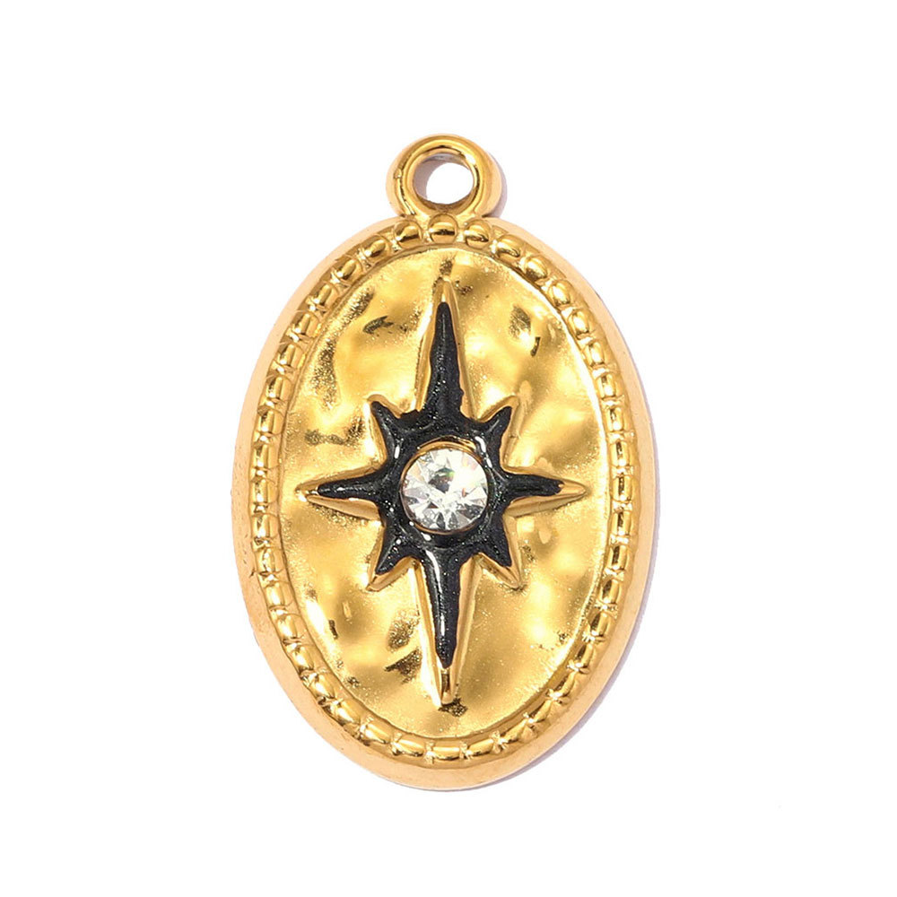 6pcs/pack Stainless Steel Rhinestone Heart Mom DIY Charms Number 15 Star Necklace Pendant Women Oval Jewelry Wholesale