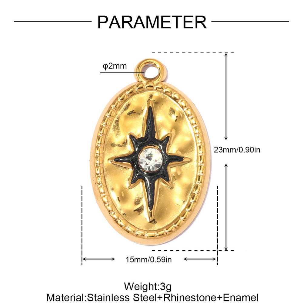 6pcs/pack Stainless Steel Rhinestone Heart Mom DIY Charms Number 15 Star Necklace Pendant Women Oval Jewelry Wholesale