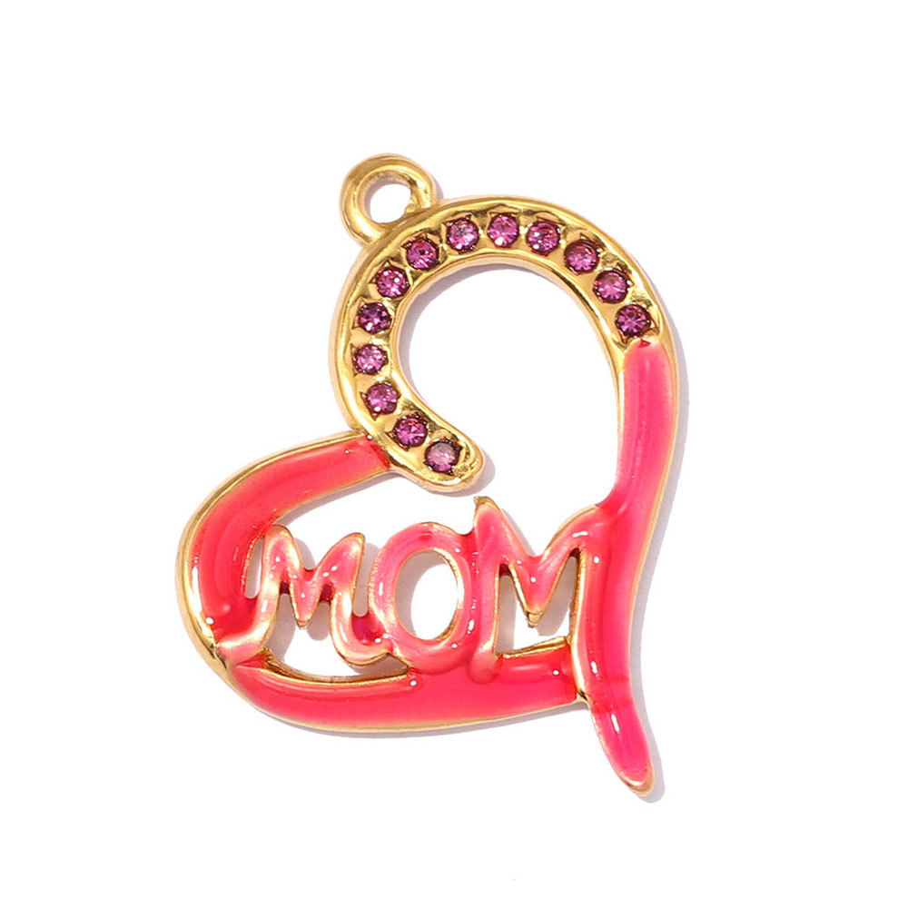 6pcs/pack Stainless Steel Rhinestone Heart Mom DIY Charms Number 15 Star Necklace Pendant Women Oval Jewelry Wholesale