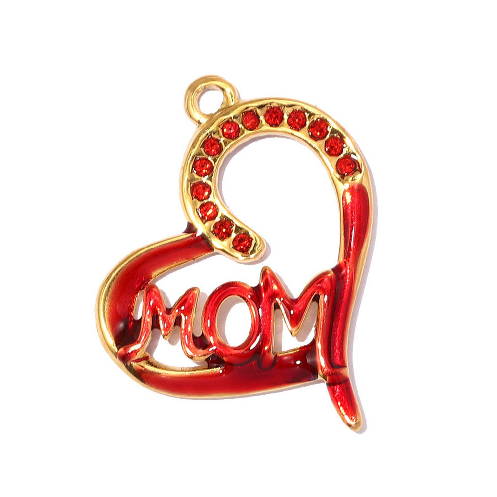 6pcs/pack Stainless Steel Rhinestone Heart Mom DIY Charms Number 15 Star Necklace Pendant Women Oval Jewelry Wholesale