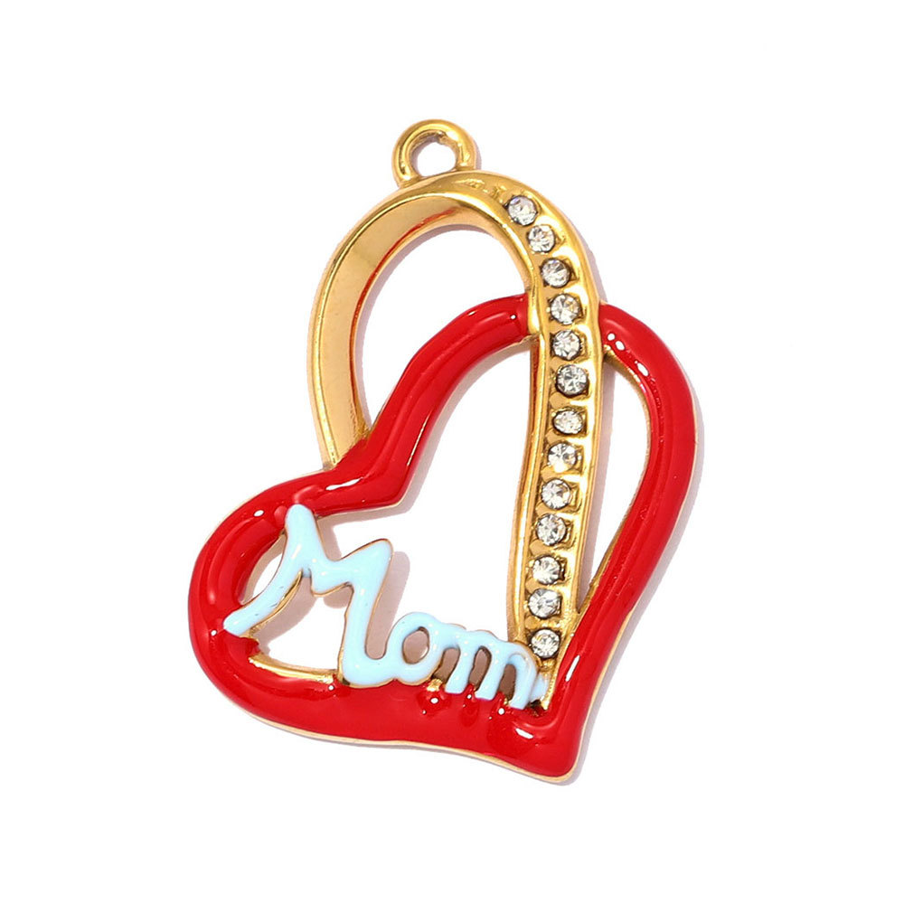 6pcs/pack Stainless Steel Rhinestone Heart Mom DIY Charms Number 15 Star Necklace Pendant Women Oval Jewelry Wholesale