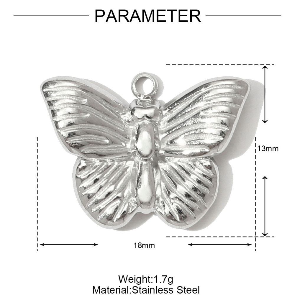 6pcs/pack Stainless Steel Butterfly Bear Plane Necklace Pendant Mirror Polish Dolphin Crab Shell DIY  Charm Women Surfer Jewelry