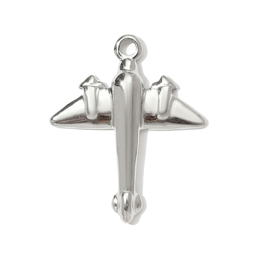 6pcs/pack Stainless Steel Butterfly Bear Plane Necklace Pendant Mirror Polish Dolphin Crab Shell DIY  Charm Women Surfer Jewelry