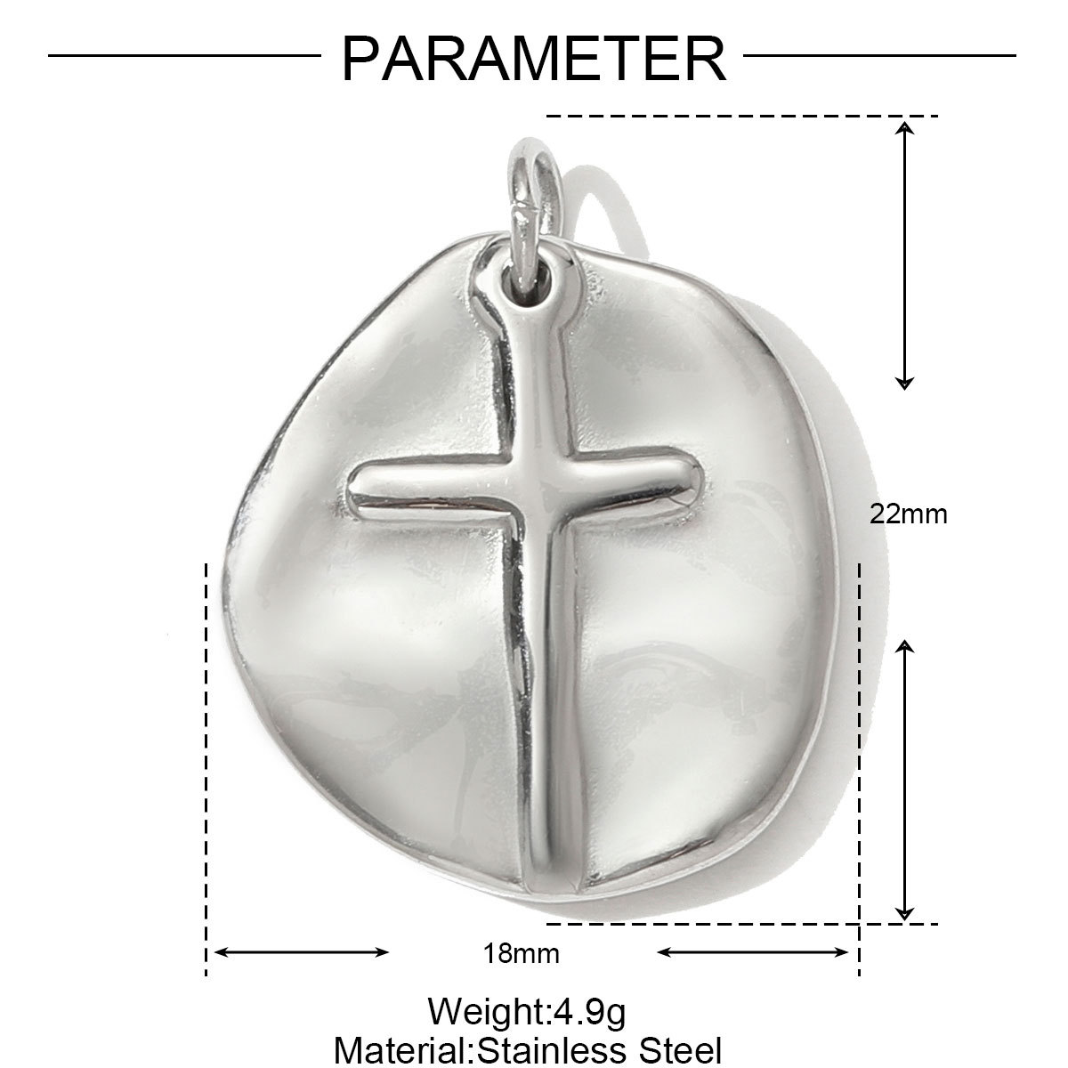 6pcs/pack Mirror Polish Cross Holy Mother Necklace Pendant Stainless Steel Peanut Cron DIY Earring Charm Women Angel Jewelry