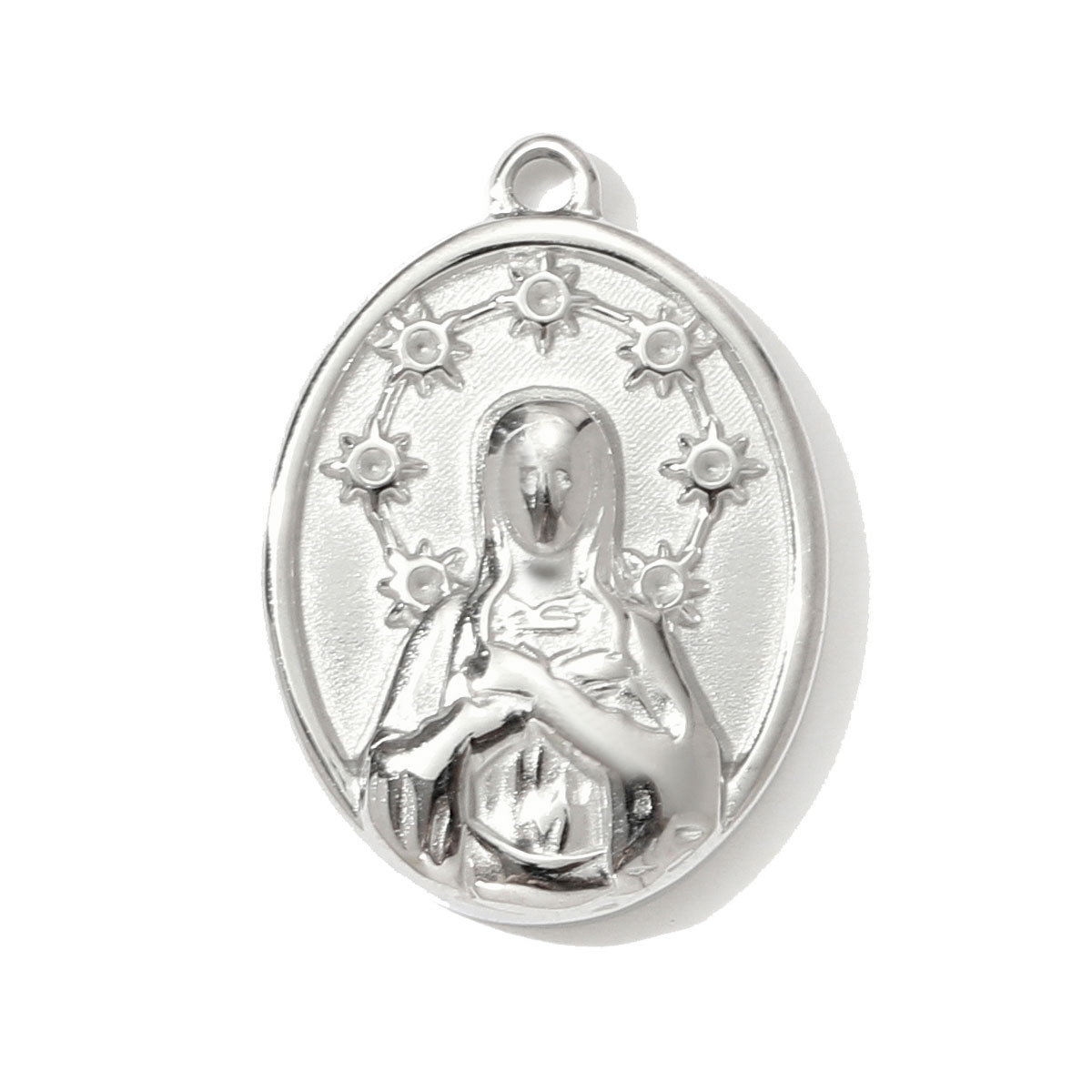 6pcs/pack Mirror Polish Cross Holy Mother Necklace Pendant Stainless Steel Peanut Cron DIY Earring Charm Women Angel Jewelry