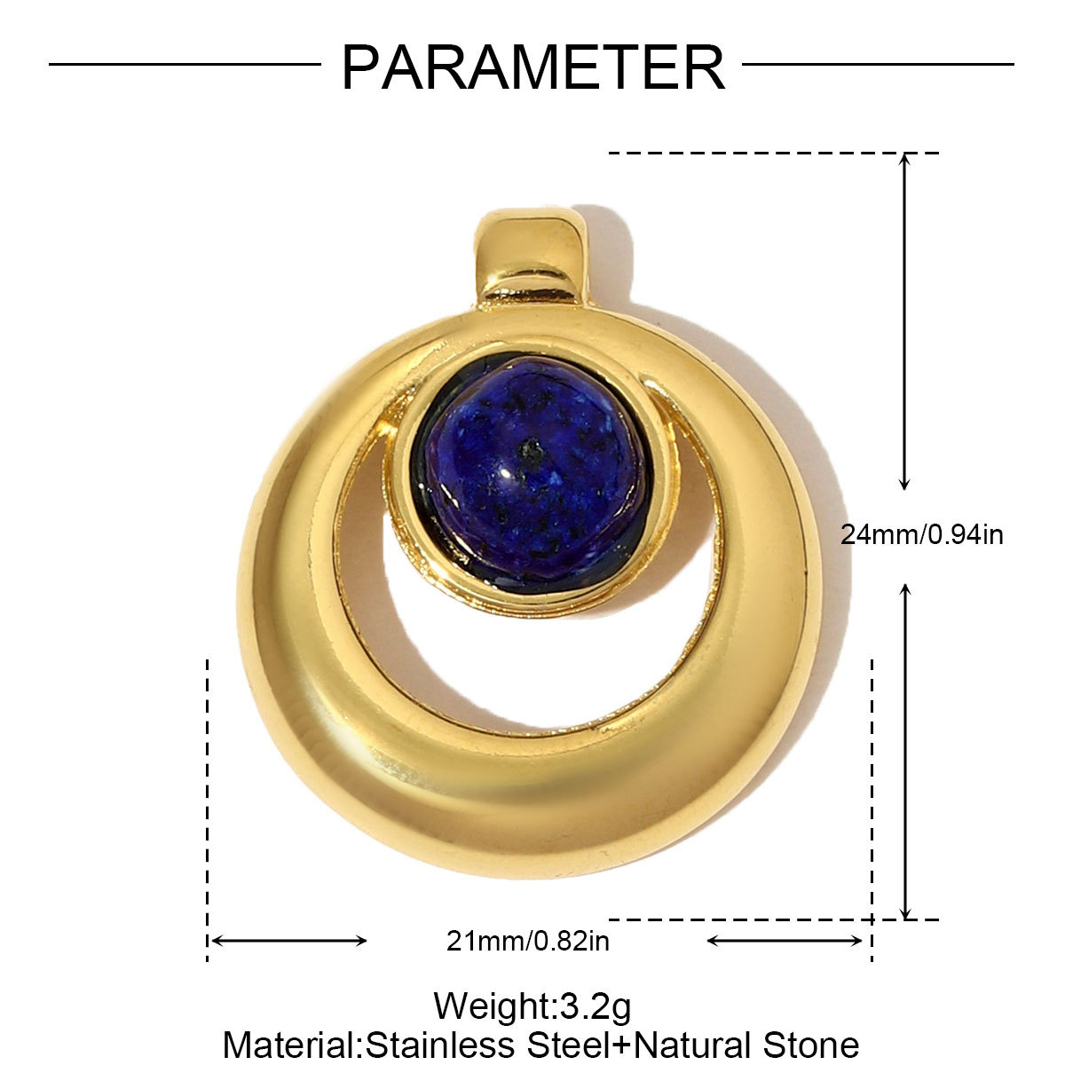 6pcs/pack French Retro Stainless Steel The Star of David Heart Necklace Pendant Natural Stone DIY Charms Women Bird Eye Jewelry