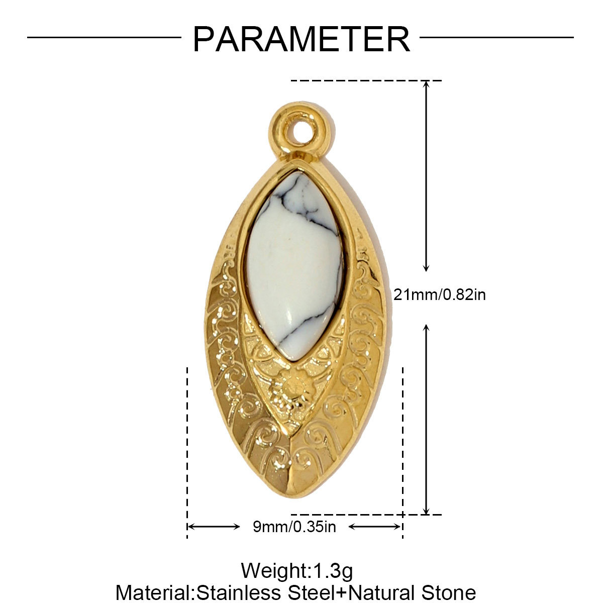 6pcs/pack French Retro Stainless Steel The Star of David Heart Necklace Pendant Natural Stone DIY Charms Women Bird Eye Jewelry