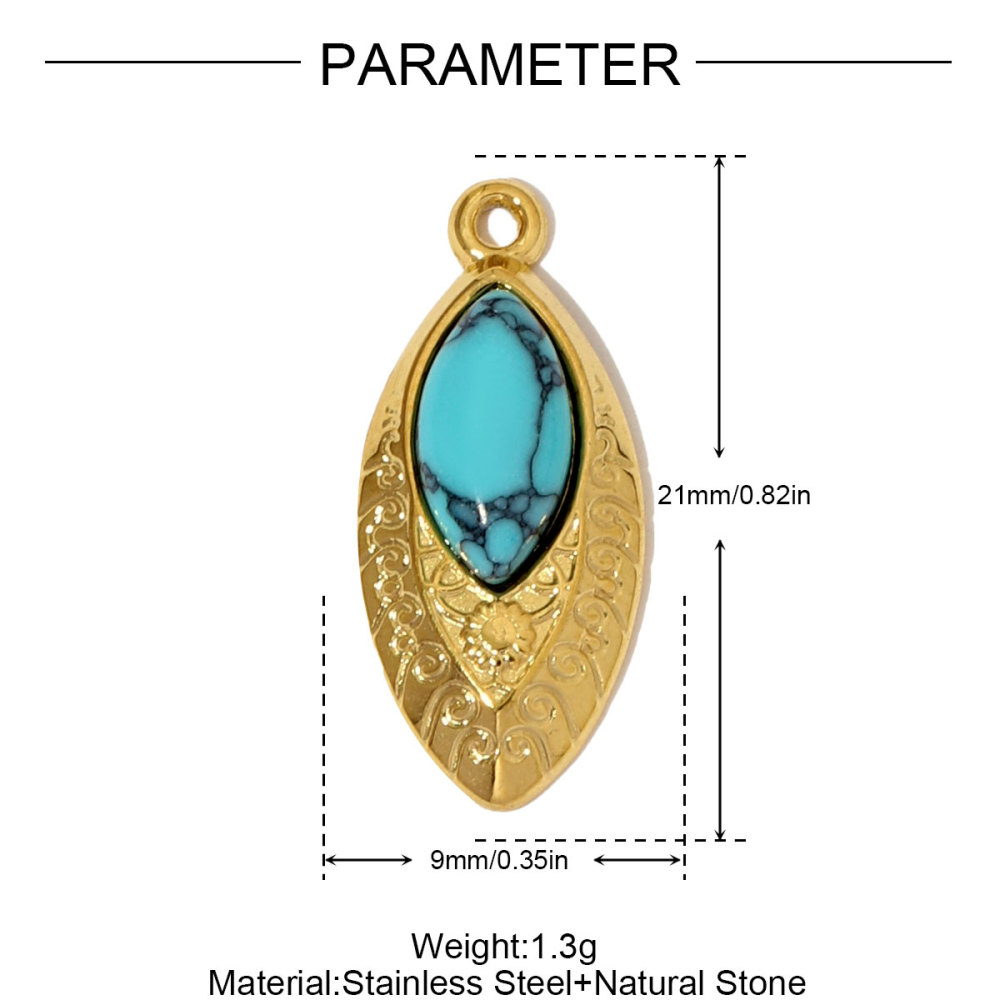 6pcs/pack French Retro Stainless Steel The Star of David Heart Necklace Pendant Natural Stone DIY Charms Women Bird Eye Jewelry