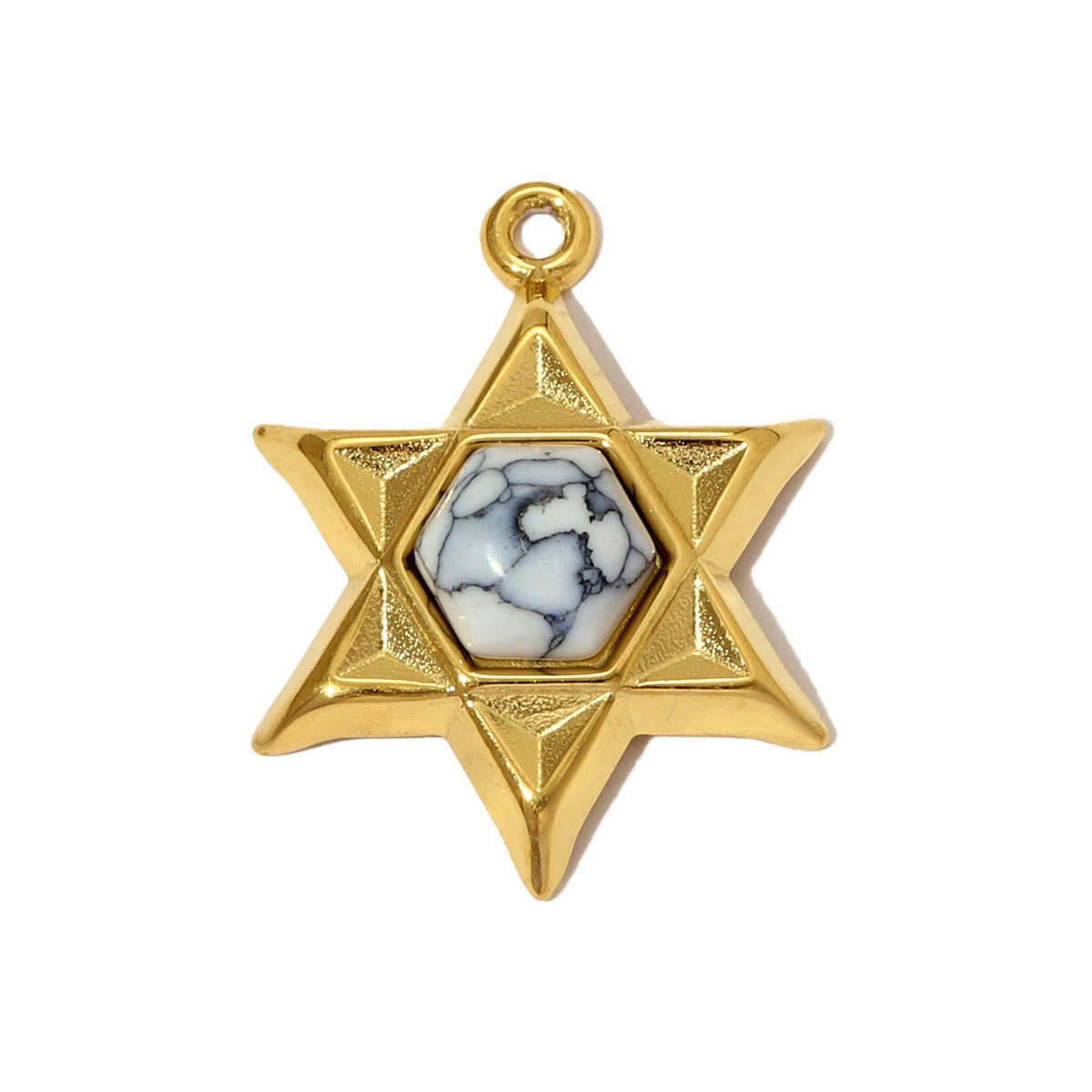 6pcs/pack French Retro Stainless Steel The Star of David Heart Necklace Pendant Natural Stone DIY Charms Women Bird Eye Jewelry