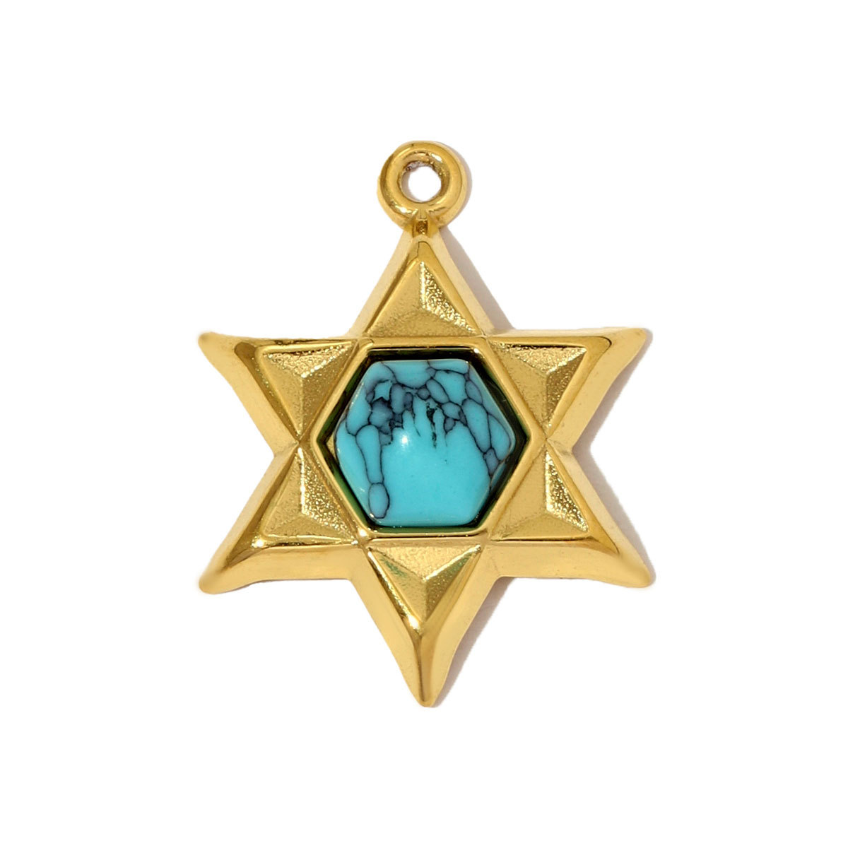 6pcs/pack French Retro Stainless Steel The Star of David Heart Necklace Pendant Natural Stone DIY Charms Women Bird Eye Jewelry