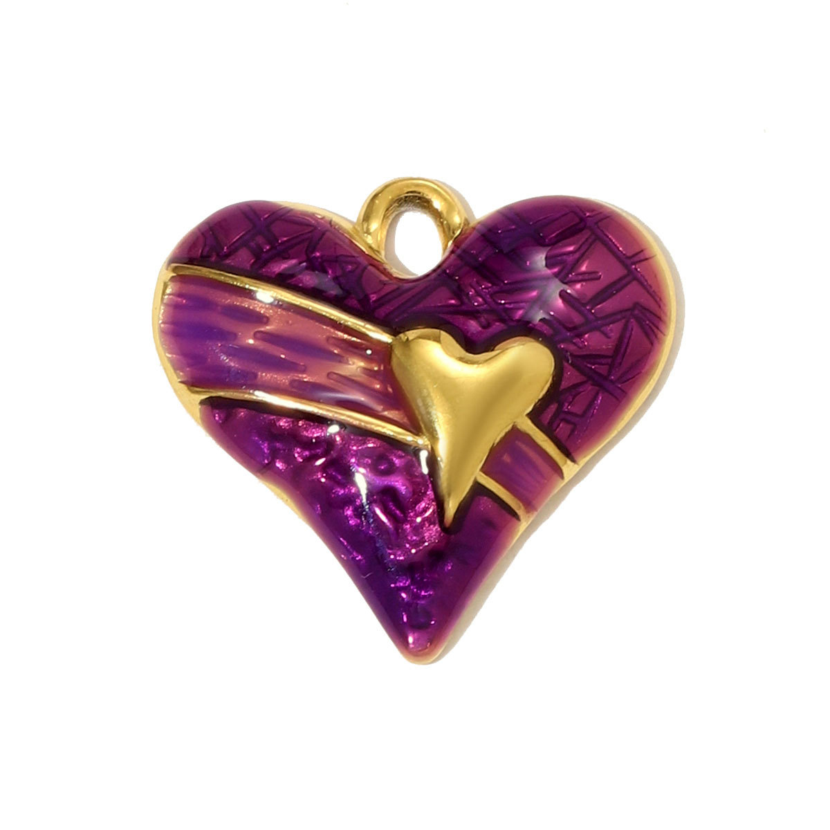 6pcs/pack Fashion Stainless Steel Rhinestone Heart Necklace Pendants Enamel Flower DIY Earring Charms Women Bird Eye Jewelry