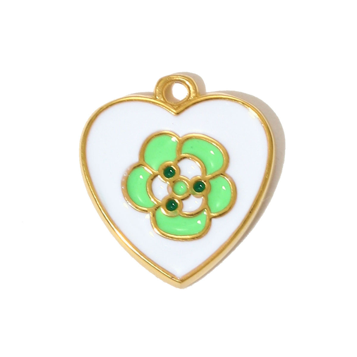 6pcs/pack Fashion Stainless Steel Rhinestone Heart Necklace Pendants Enamel Flower DIY Earring Charms Women Bird Eye Jewelry