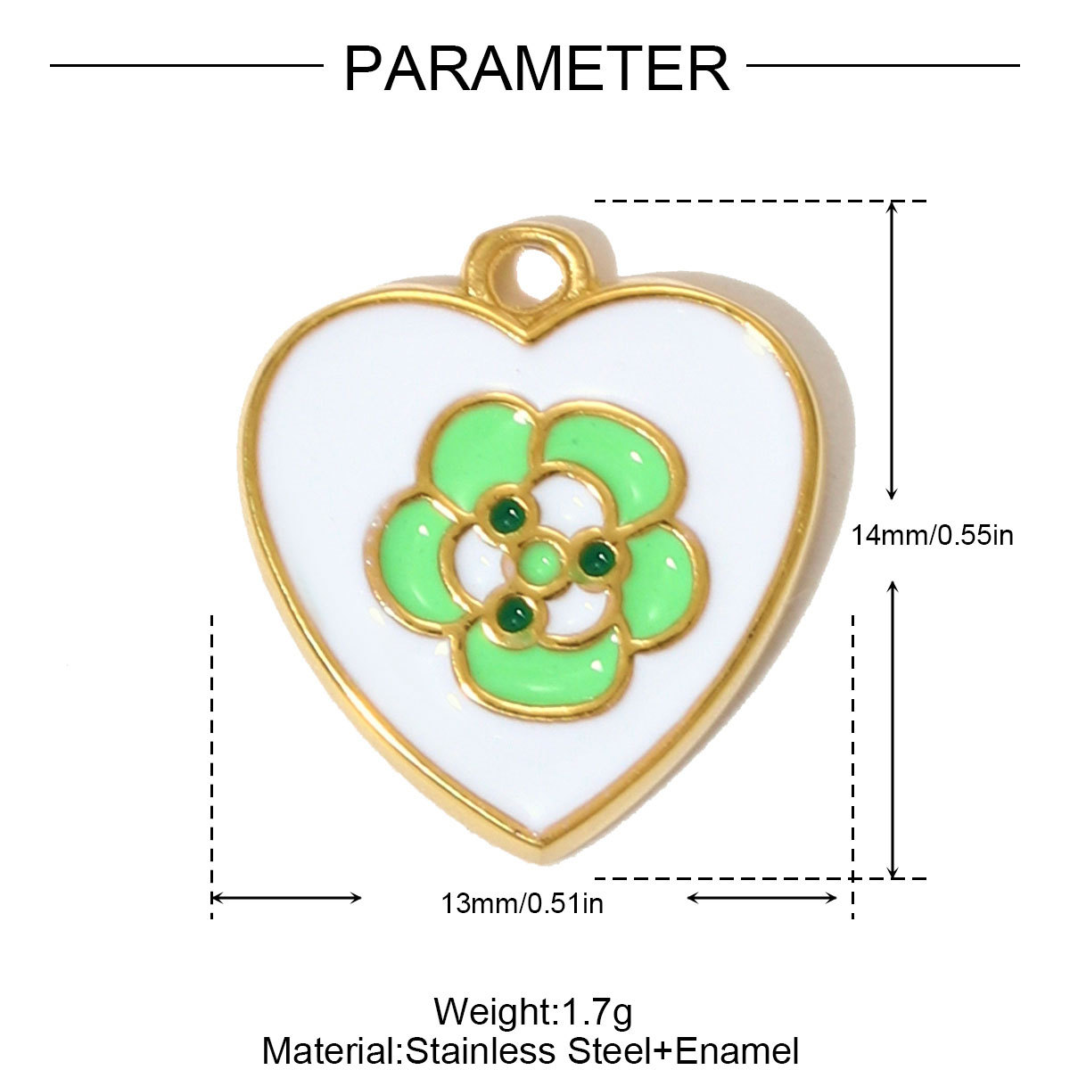6pcs/pack Fashion Stainless Steel Rhinestone Heart Necklace Pendants Enamel Flower DIY Earring Charms Women Bird Eye Jewelry