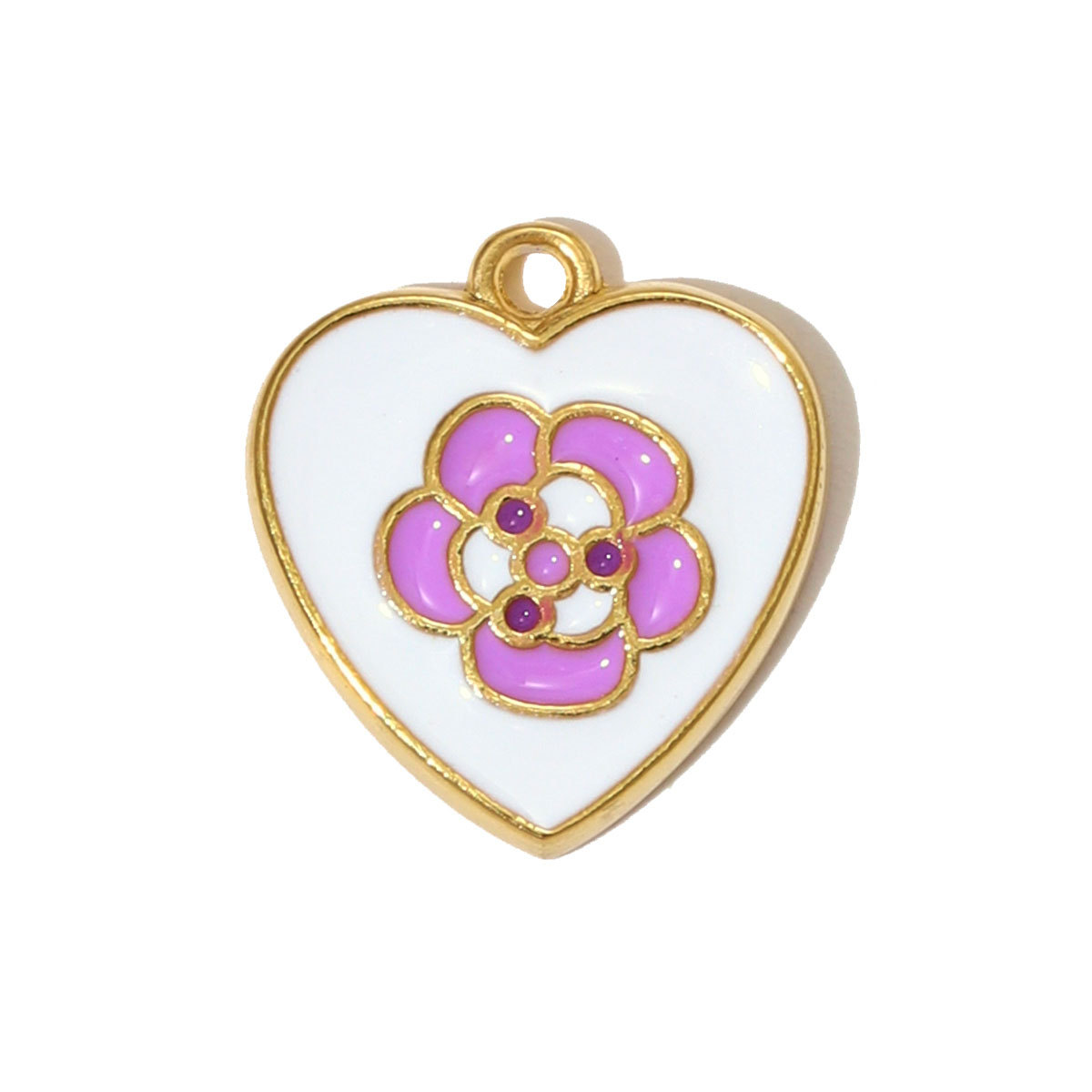 6pcs/pack Fashion Stainless Steel Rhinestone Heart Necklace Pendants Enamel Flower DIY Earring Charms Women Bird Eye Jewelry