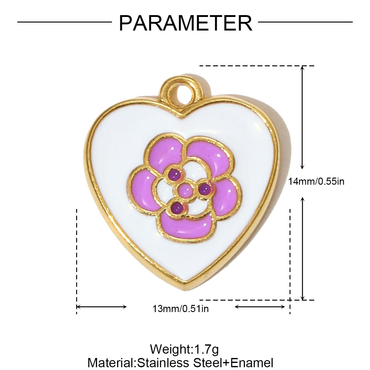 6pcs/pack Fashion Stainless Steel Rhinestone Heart Necklace Pendants Enamel Flower DIY Earring Charms Women Bird Eye Jewelry