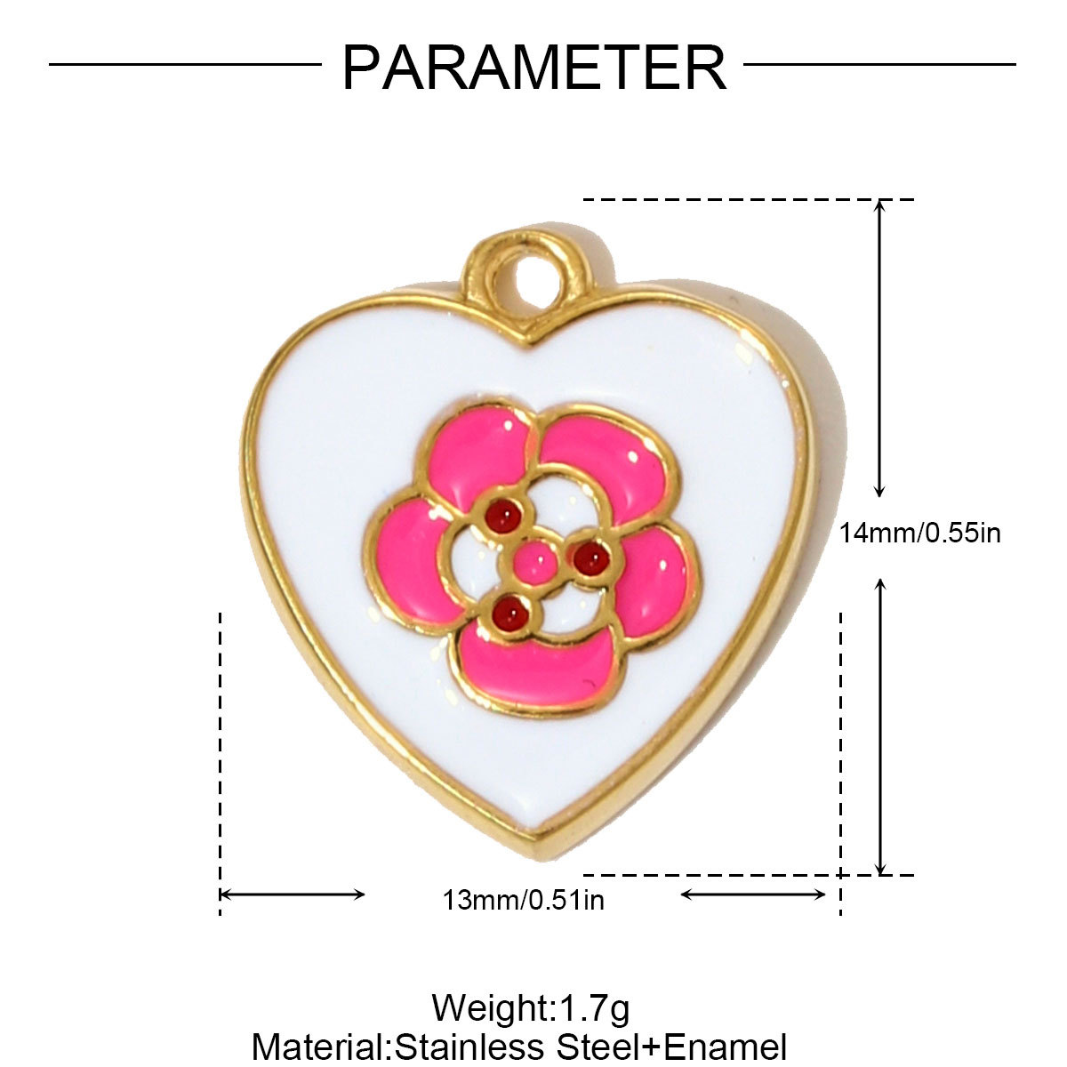 6pcs/pack Fashion Stainless Steel Rhinestone Heart Necklace Pendants Enamel Flower DIY Earring Charms Women Bird Eye Jewelry