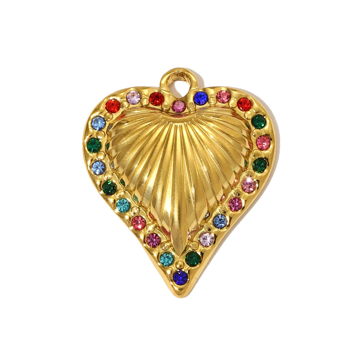 6pcs/pack Fashion Stainless Steel Rhinestone Heart Necklace Pendants Enamel Flower DIY Earring Charms Women Bird Eye Jewelry