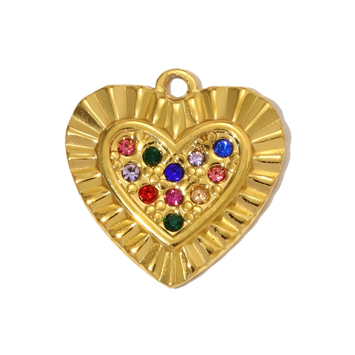 6pcs/pack Fashion Stainless Steel Rhinestone Heart Necklace Pendants Enamel Flower DIY Earring Charms Women Bird Eye Jewelry