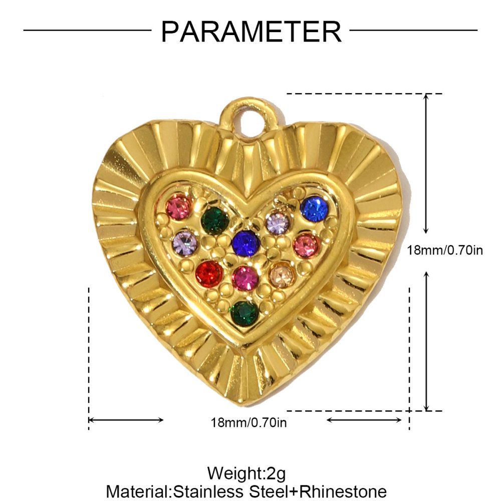 6pcs/pack Fashion Stainless Steel Rhinestone Heart Necklace Pendants Enamel Flower DIY Earring Charms Women Bird Eye Jewelry