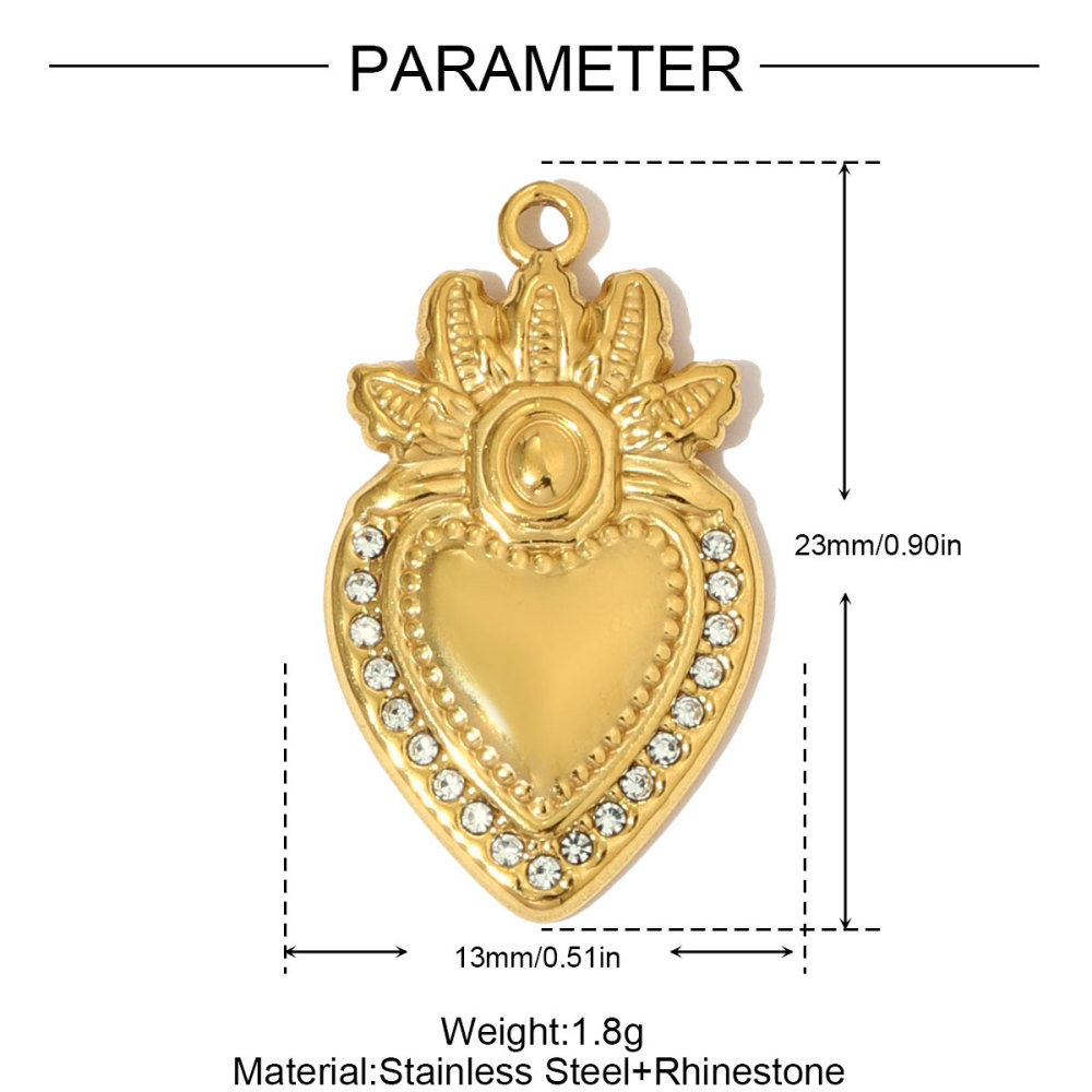 6pcs/pack Enamel Bruce's Eye Stainless Steel Necklace Pendant Rhinestone Crown Love Heart DIY Charm Women Ice Cream Cone Jewelry