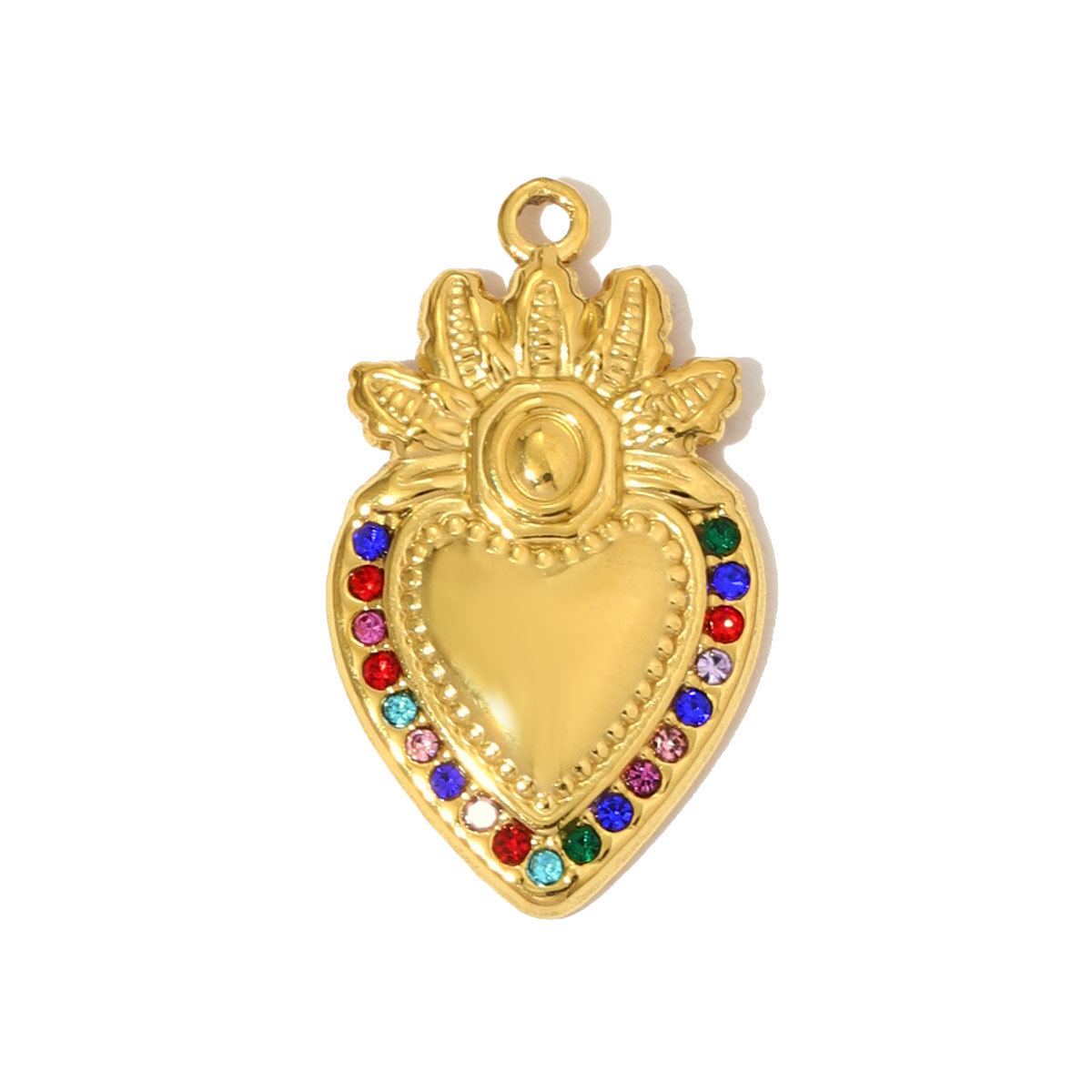 6pcs/pack Enamel Bruce's Eye Stainless Steel Necklace Pendant Rhinestone Crown Love Heart DIY Charm Women Ice Cream Cone Jewelry