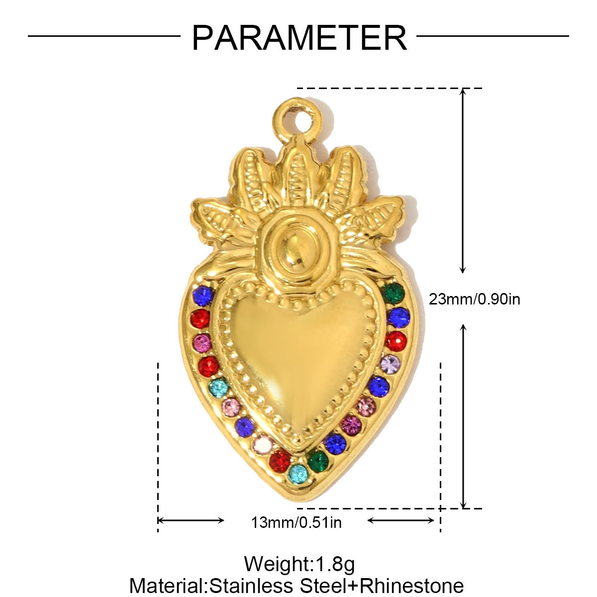 6pcs/pack Enamel Bruce's Eye Stainless Steel Necklace Pendant Rhinestone Crown Love Heart DIY Charm Women Ice Cream Cone Jewelry