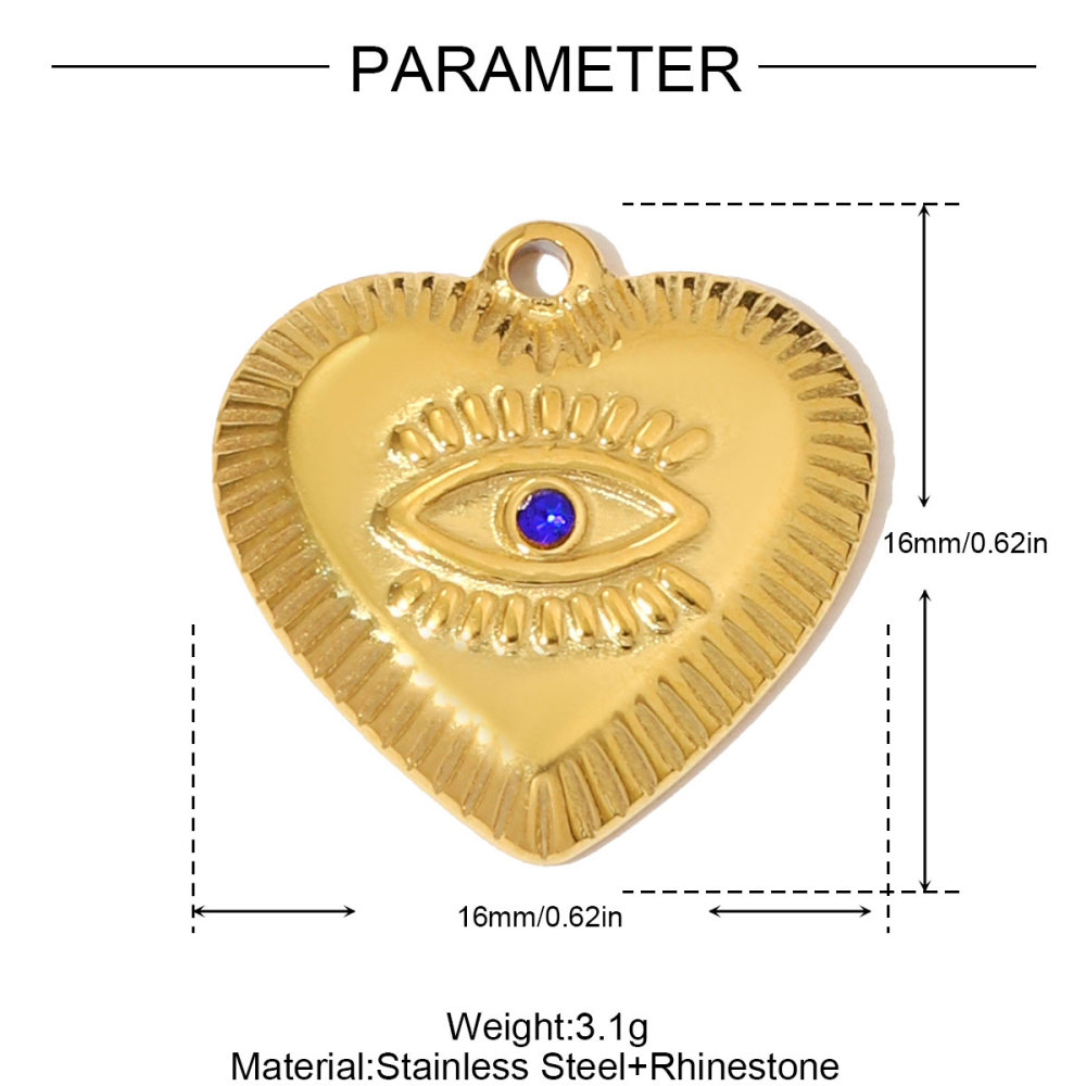 6pcs/pack Enamel Bruce's Eye Stainless Steel Necklace Pendant Rhinestone Crown Love Heart DIY Charm Women Ice Cream Cone Jewelry