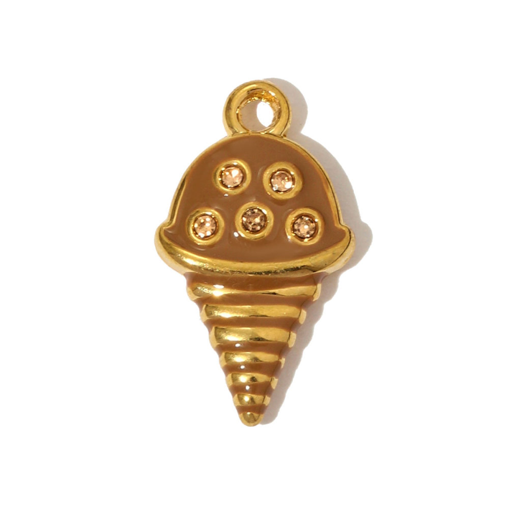 6pcs/pack Enamel Bruce's Eye Stainless Steel Necklace Pendant Rhinestone Crown Love Heart DIY Charm Women Ice Cream Cone Jewelry