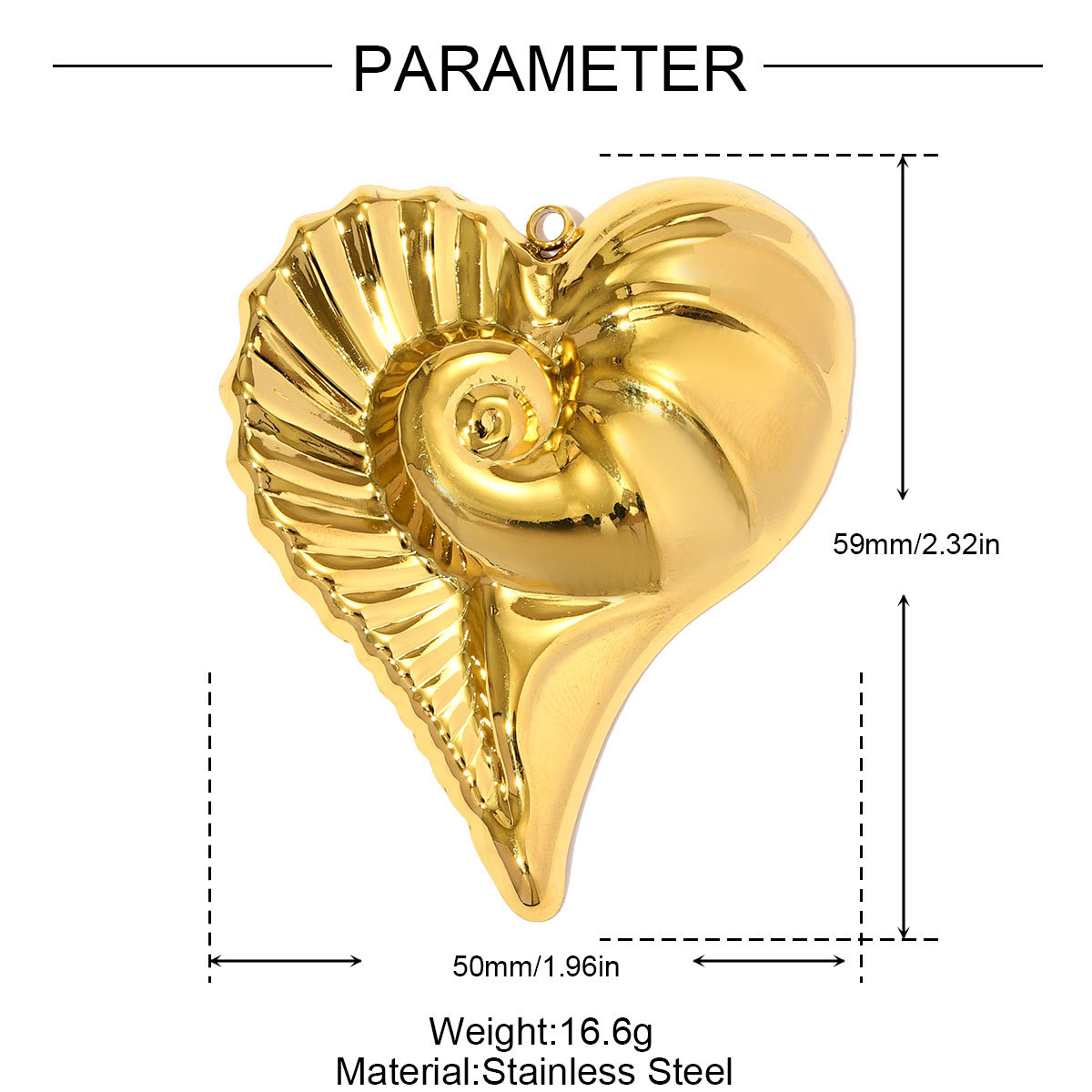 6pcs/pack Large Stainless Steel Hollow Heart Necklace Pendant Enamel Sun Crescent Moon DIY Earring Charm Women Heart Conch Snail Jewelry