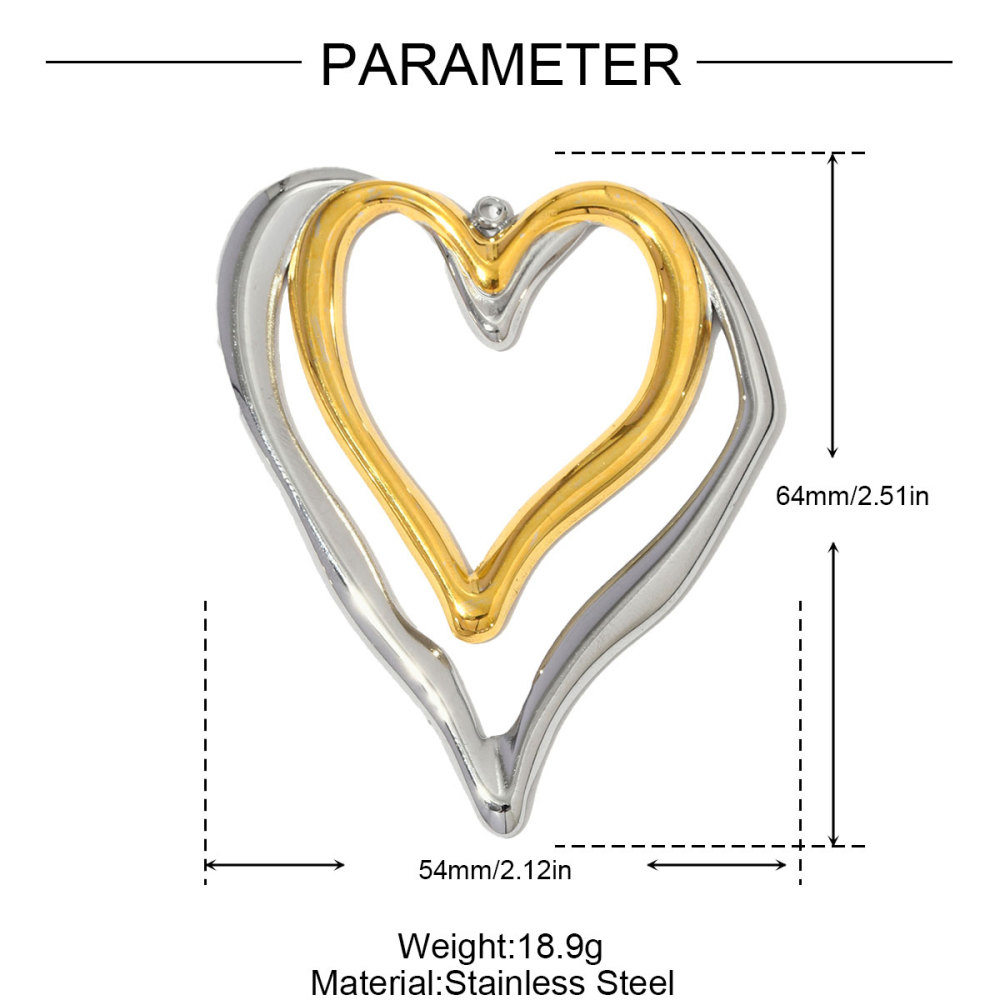 6pcs/pack Large Stainless Steel Hollow Heart Necklace Pendant Enamel Sun Crescent Moon DIY Earring Charm Women Heart Conch Snail Jewelry