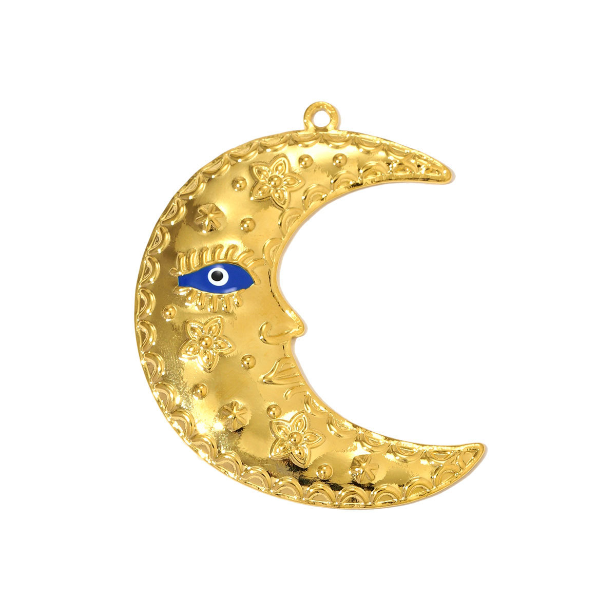 6pcs/pack Large Stainless Steel Hollow Heart Necklace Pendant Enamel Sun Crescent Moon DIY Earring Charm Women Heart Conch Snail Jewelry