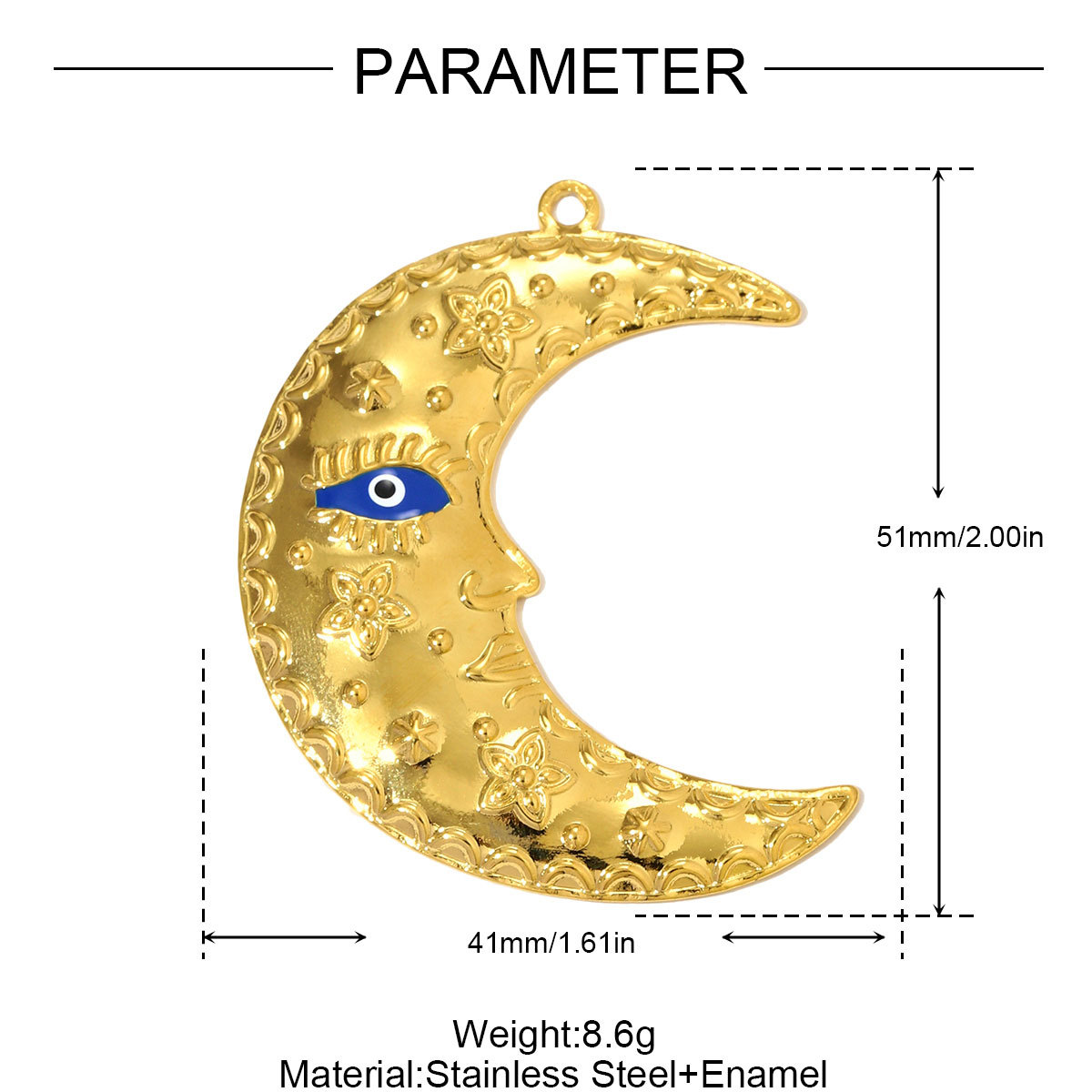 6pcs/pack Large Stainless Steel Hollow Heart Necklace Pendant Enamel Sun Crescent Moon DIY Earring Charm Women Heart Conch Snail Jewelry