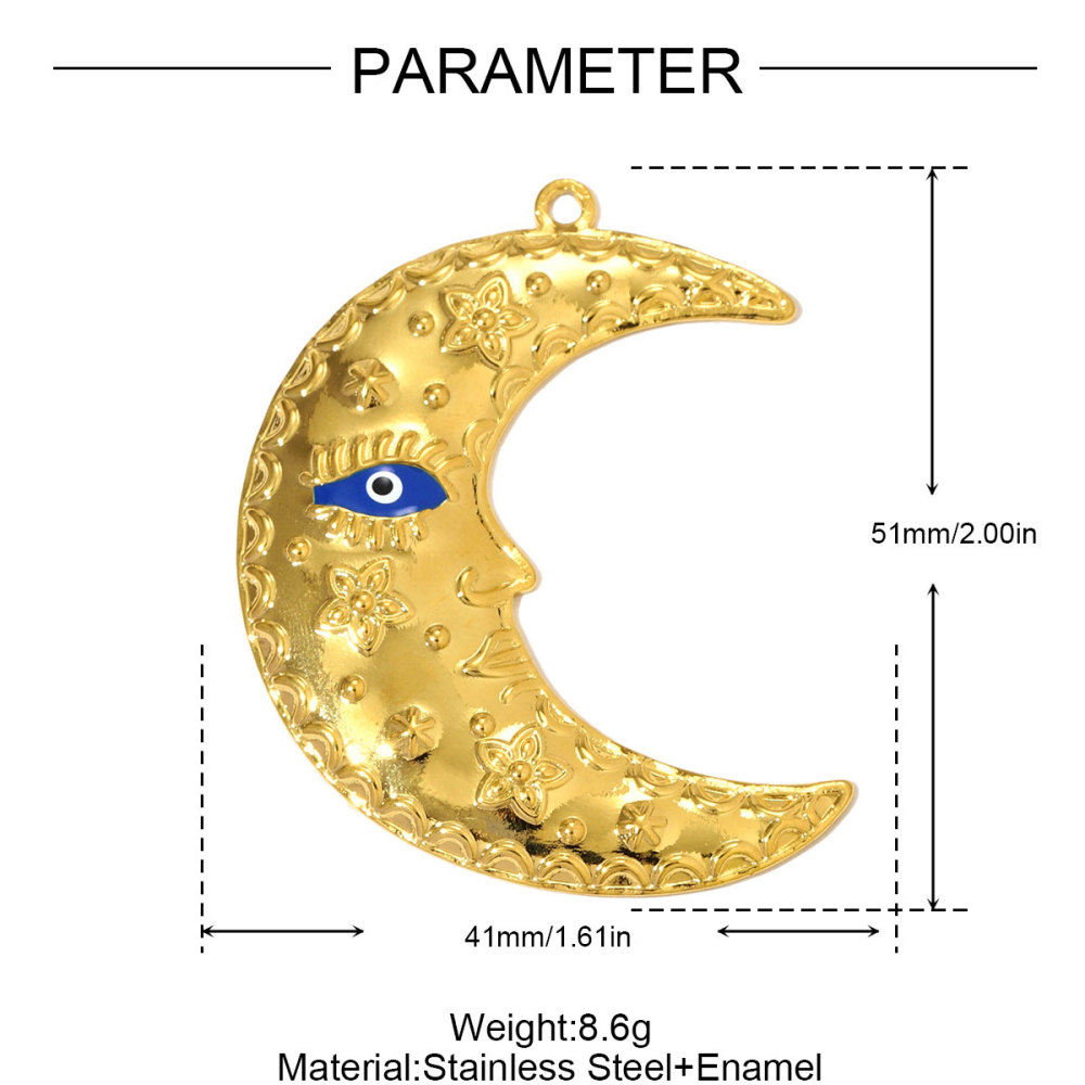 6pcs/pack Large Stainless Steel Hollow Heart Necklace Pendant Enamel Sun Crescent Moon DIY Earring Charm Women Heart Conch Snail Jewelry