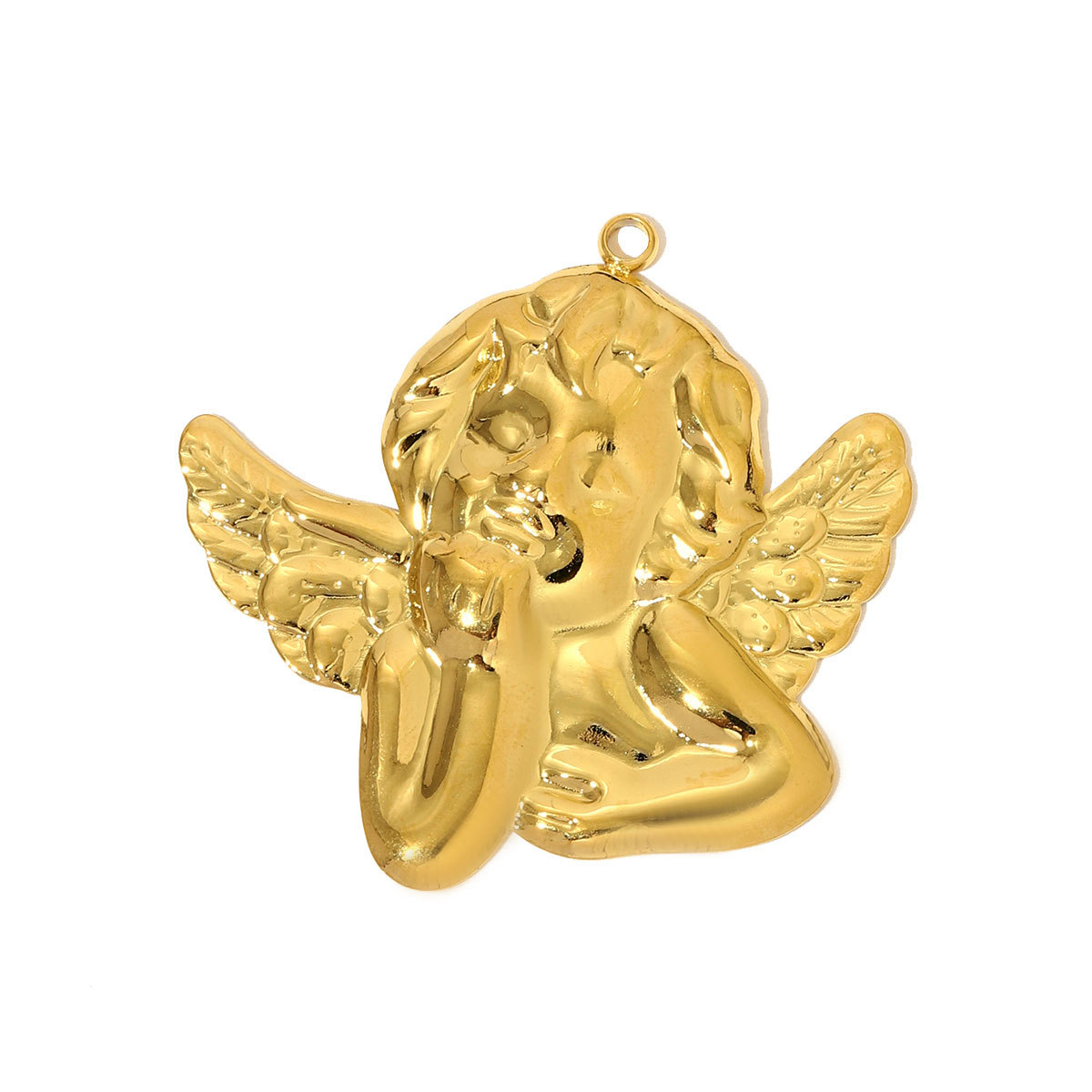 6pcs/pack Two Tone Stainless Steel Heart Flower Necklace Pendant Angel Key Rudder DIY Earring Charm Women Ox Head Jewelry