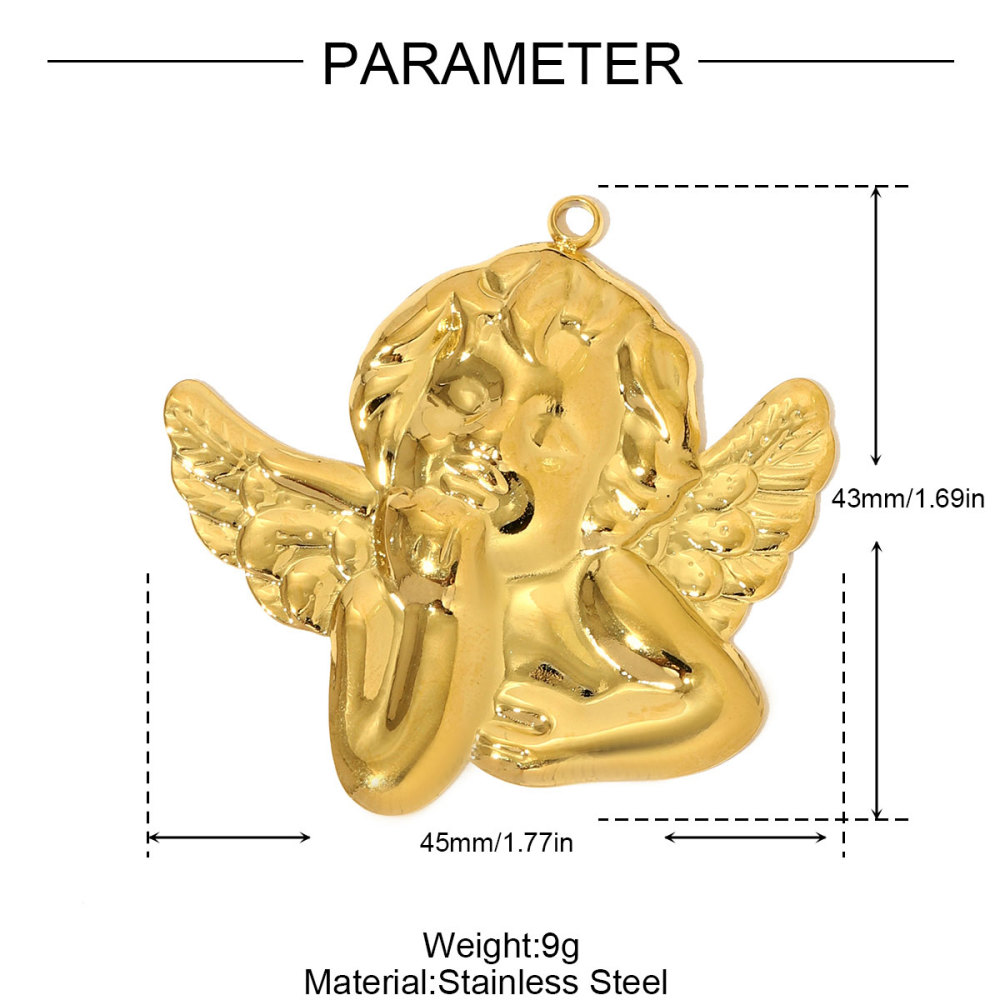 6pcs/pack Two Tone Stainless Steel Heart Flower Necklace Pendant Angel Key Rudder DIY Earring Charm Women Ox Head Jewelry