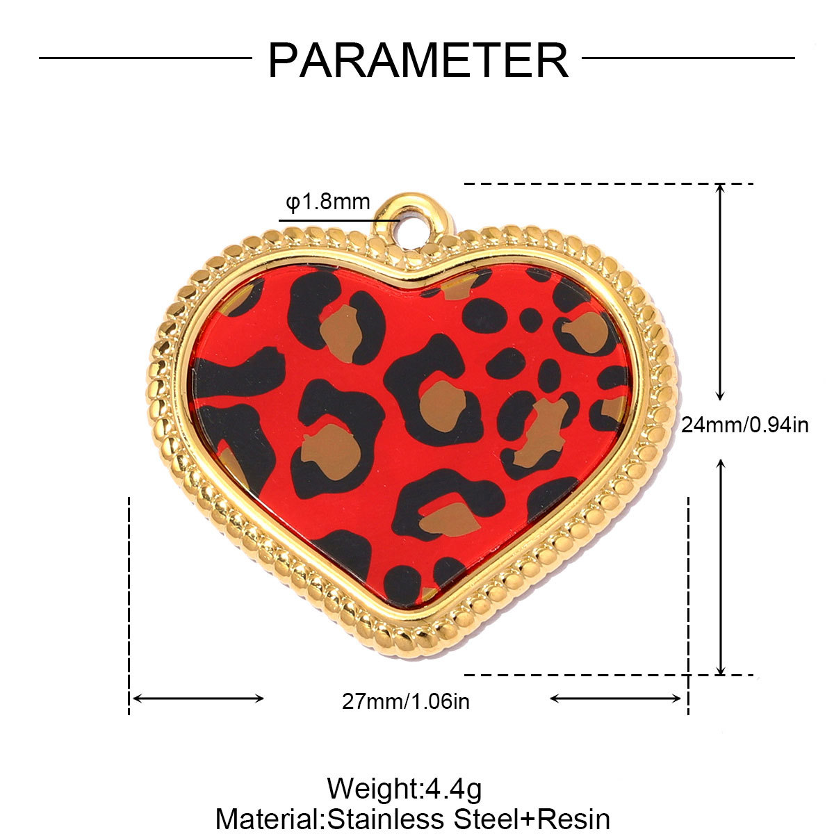 6pcs/pack Stainless Steel Leopard Print Heart DIY Earring Charms Enamel Star Flower Necklace Pendant Women Jewelry Wholesale