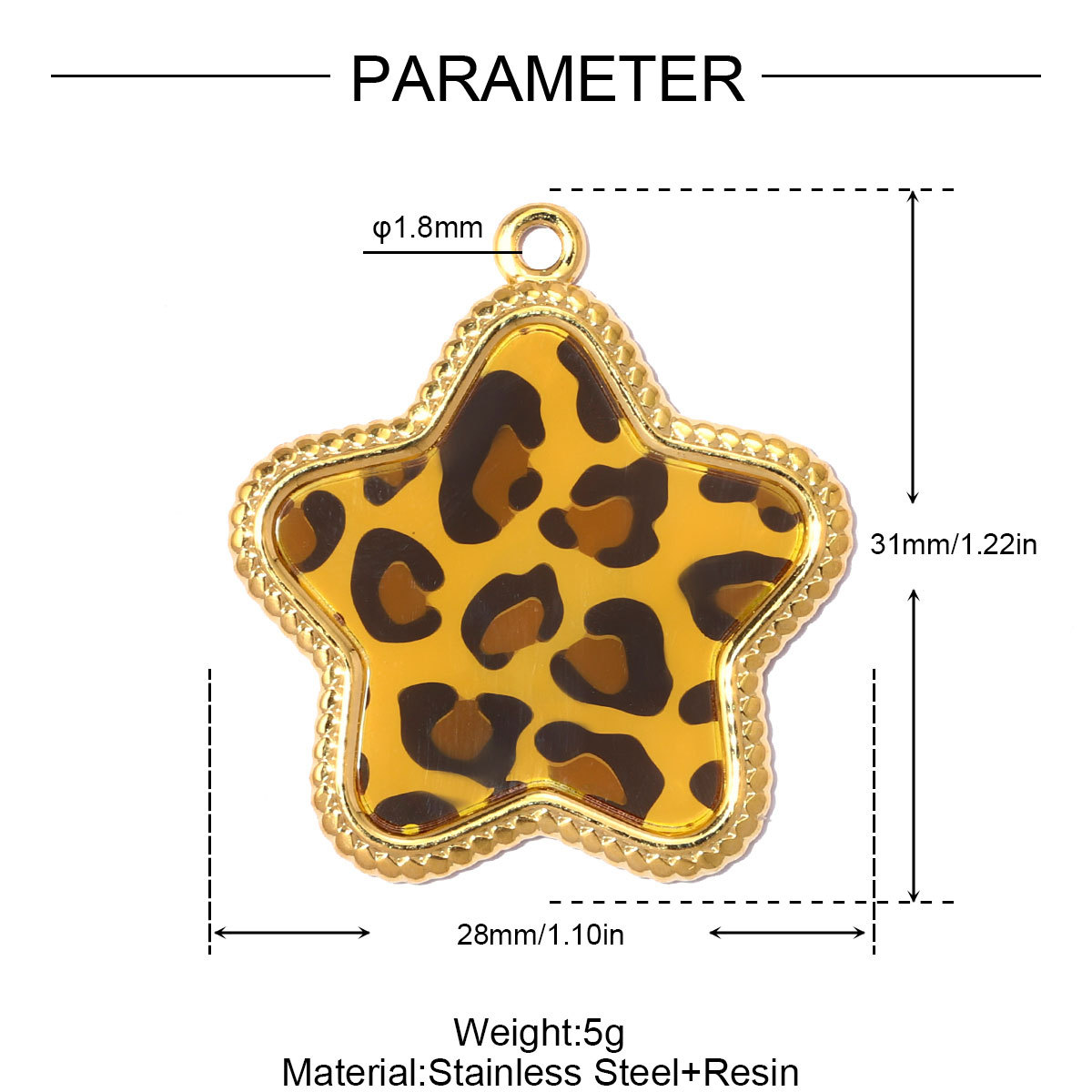 6pcs/pack Stainless Steel Leopard Print Heart DIY Earring Charms Enamel Star Flower Necklace Pendant Women Jewelry Wholesale