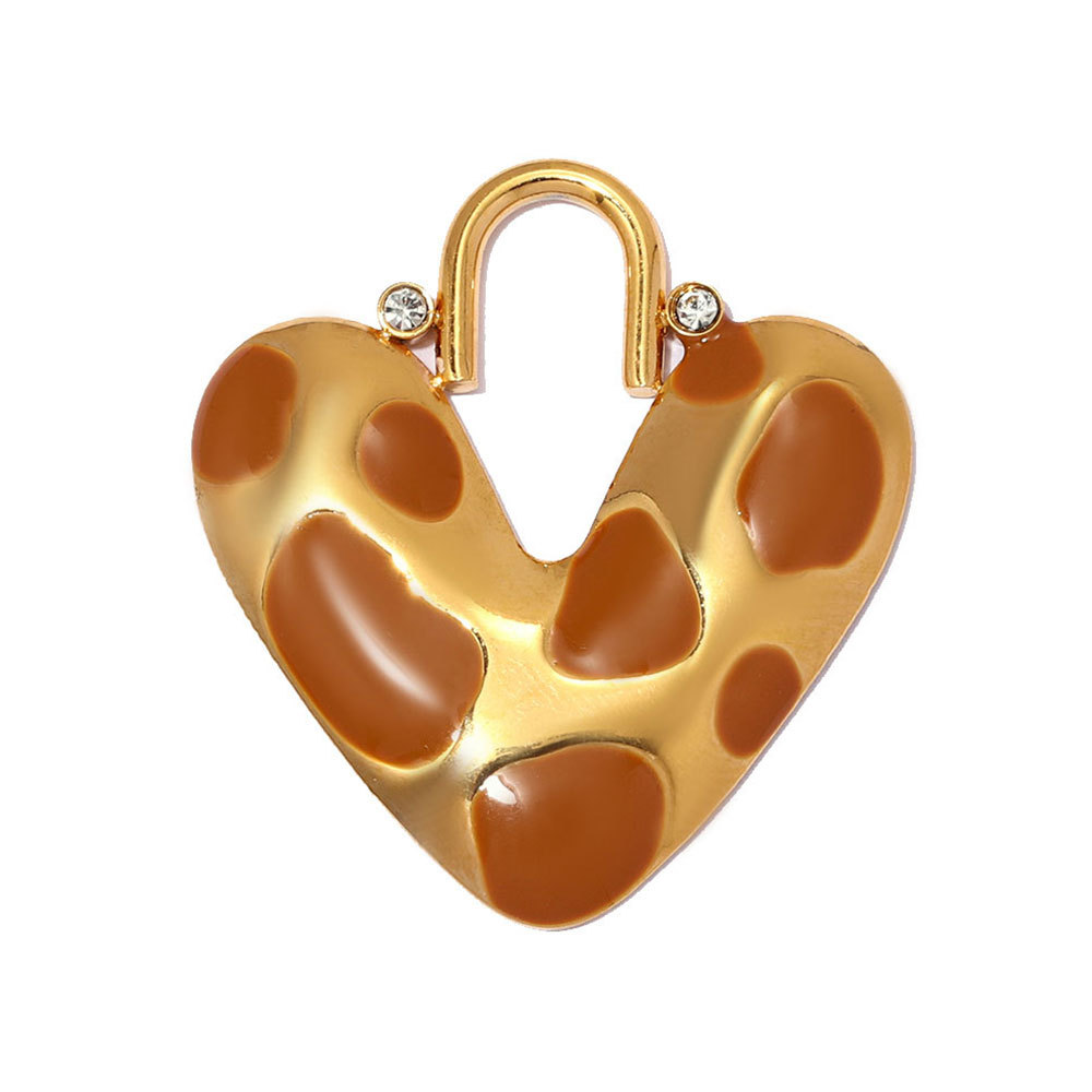 6pcs/pack Stainless Steel Leopard Print Heart DIY Earring Charms Enamel Star Flower Necklace Pendant Women Jewelry Wholesale