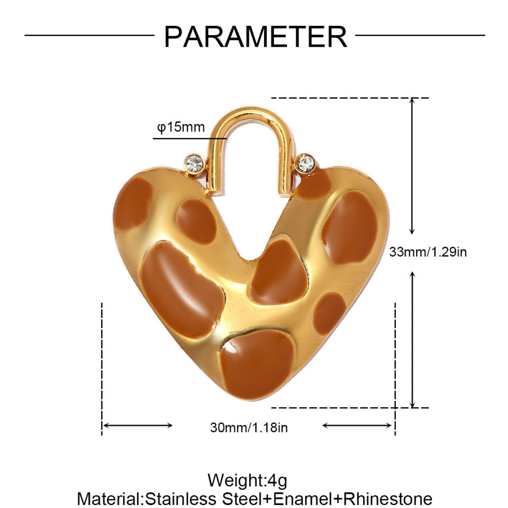 6pcs/pack Stainless Steel Leopard Print Heart DIY Earring Charms Enamel Star Flower Necklace Pendant Women Jewelry Wholesale