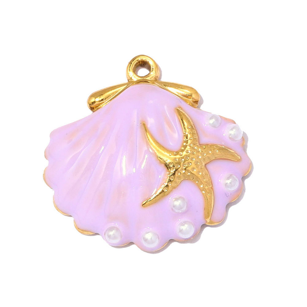 6pcs/pack Stainless Steel Love Mama Heart DIY Charms Enamel Fan Anchor Shell Necklace Pendant Mother's Day Gift Jewelry Wholesale