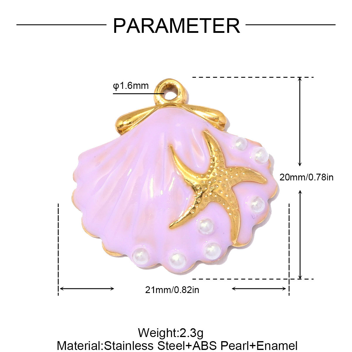 6pcs/pack Stainless Steel Love Mama Heart DIY Charms Enamel Fan Anchor Shell Necklace Pendant Mother's Day Gift Jewelry Wholesale